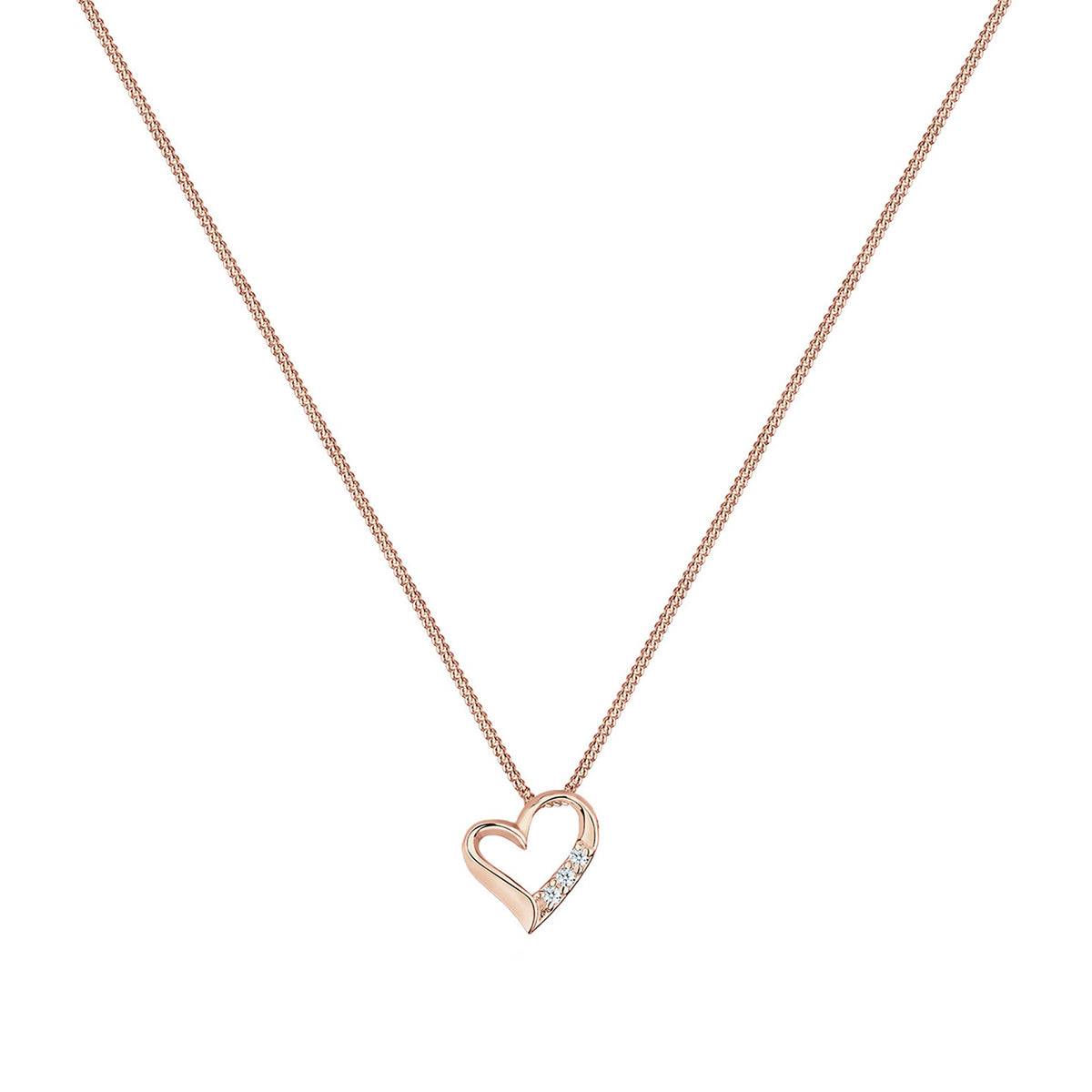 Roségold - Elli DIAMONDS | Halskette Herz | Diamant (Weiß, 0,045 ct) | 925 Sterling Silber Rosegold