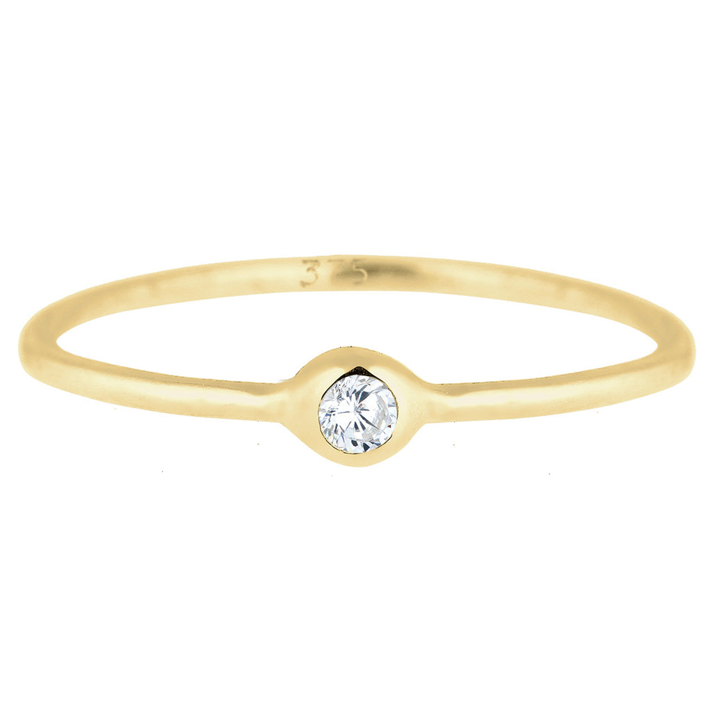 Weiß - Elli PREMIUM | Solitär-Ring | Zirkonia ( Weiß ) | 375 Gelbgold