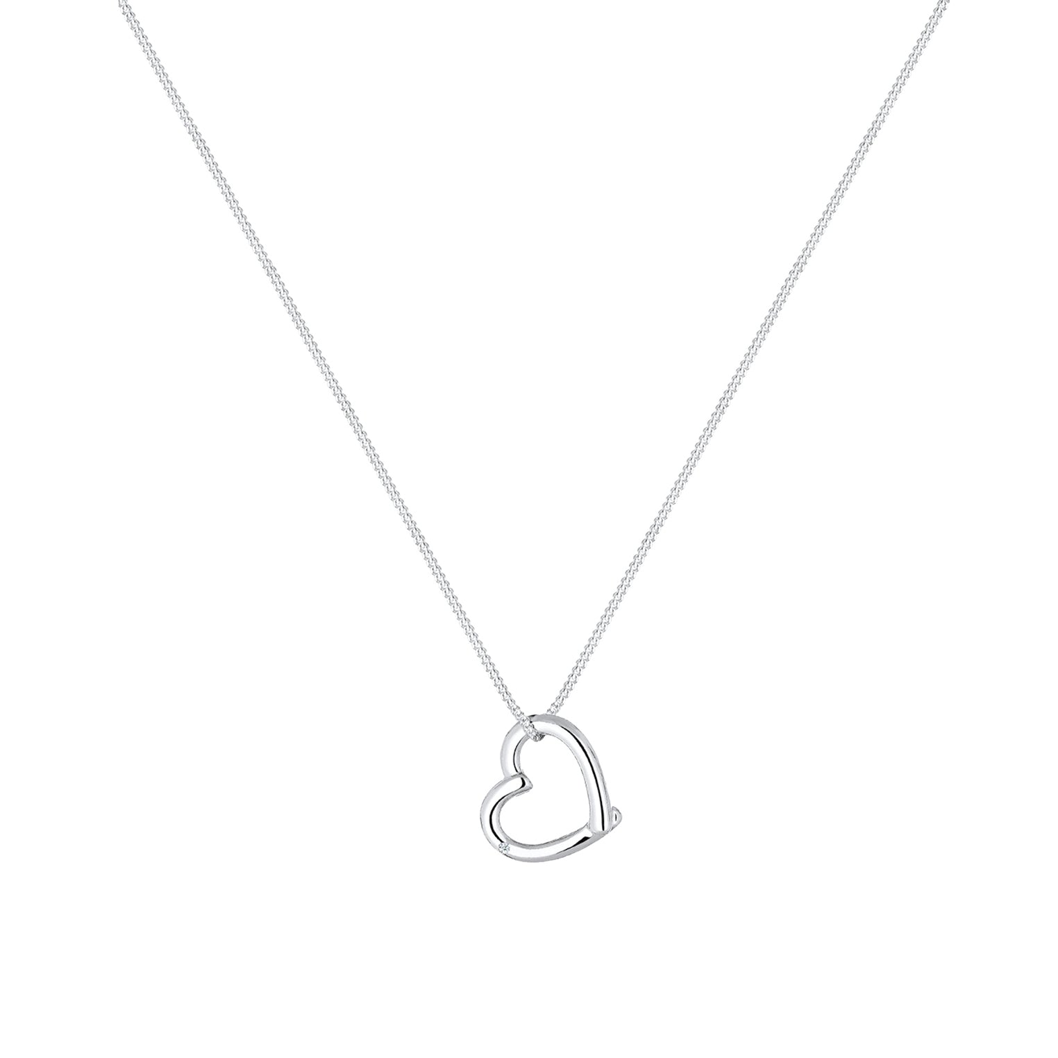 Weiß - Elli DIAMONDS | Halskette Herz | Diamant ( Weiß, 0,015 ct ) | 925er Sterling Silber