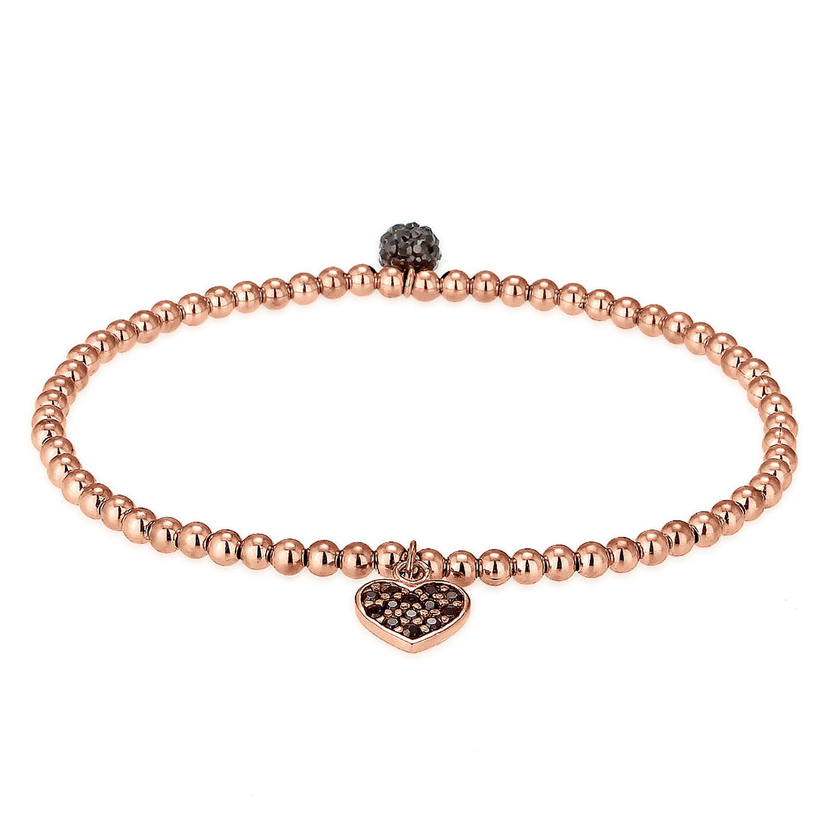 Schwarz - Elli | Armband Herz | Kristall ( Schwarz ) | 925 Sterling Silber Rosegold
