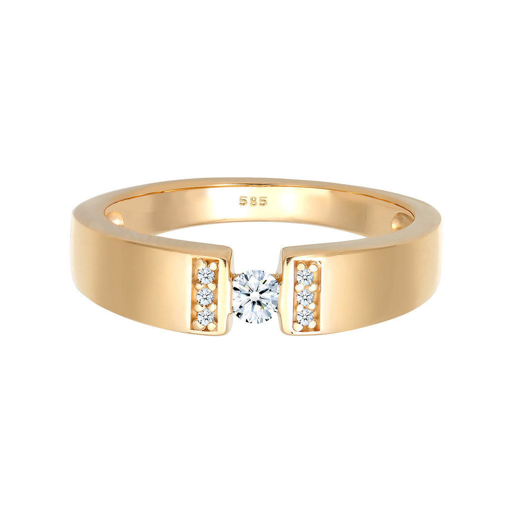 Gold - Elli DIAMONDS | Verlobungsring | Diamant ( Weiß, 0,14 ct ) | 585 Gelbgold