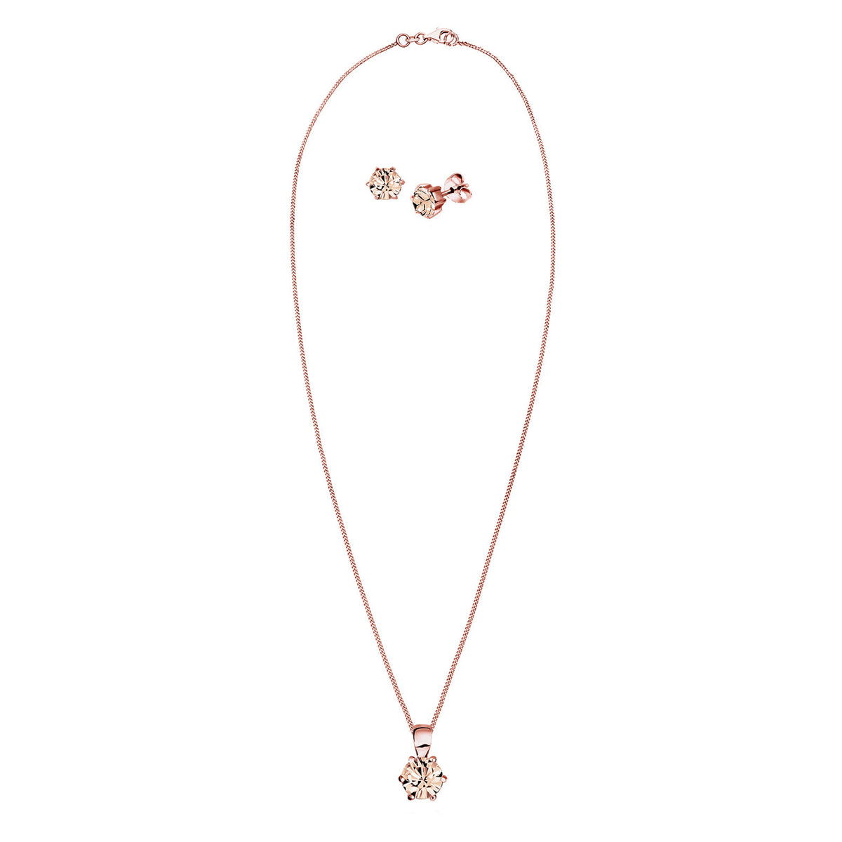 Rosa - Elli | Schmuckset  | Kristall ( Braun ) | 925 Sterling Silber Rosegold