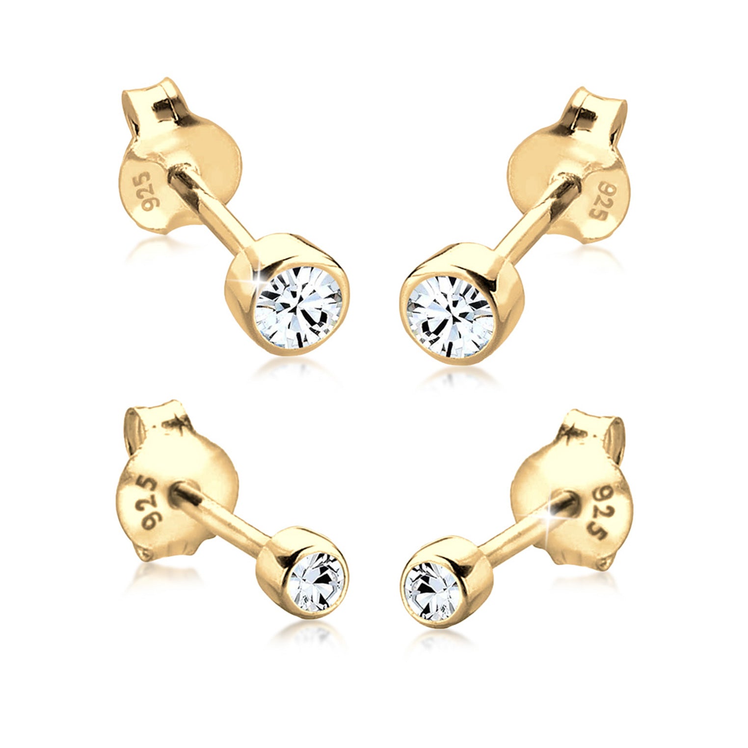 Weiß - Elli | Ohrringset Basic | Mit Kristallen von Swarovski® (Weiß) | 925 Sterling Silber Vergoldet