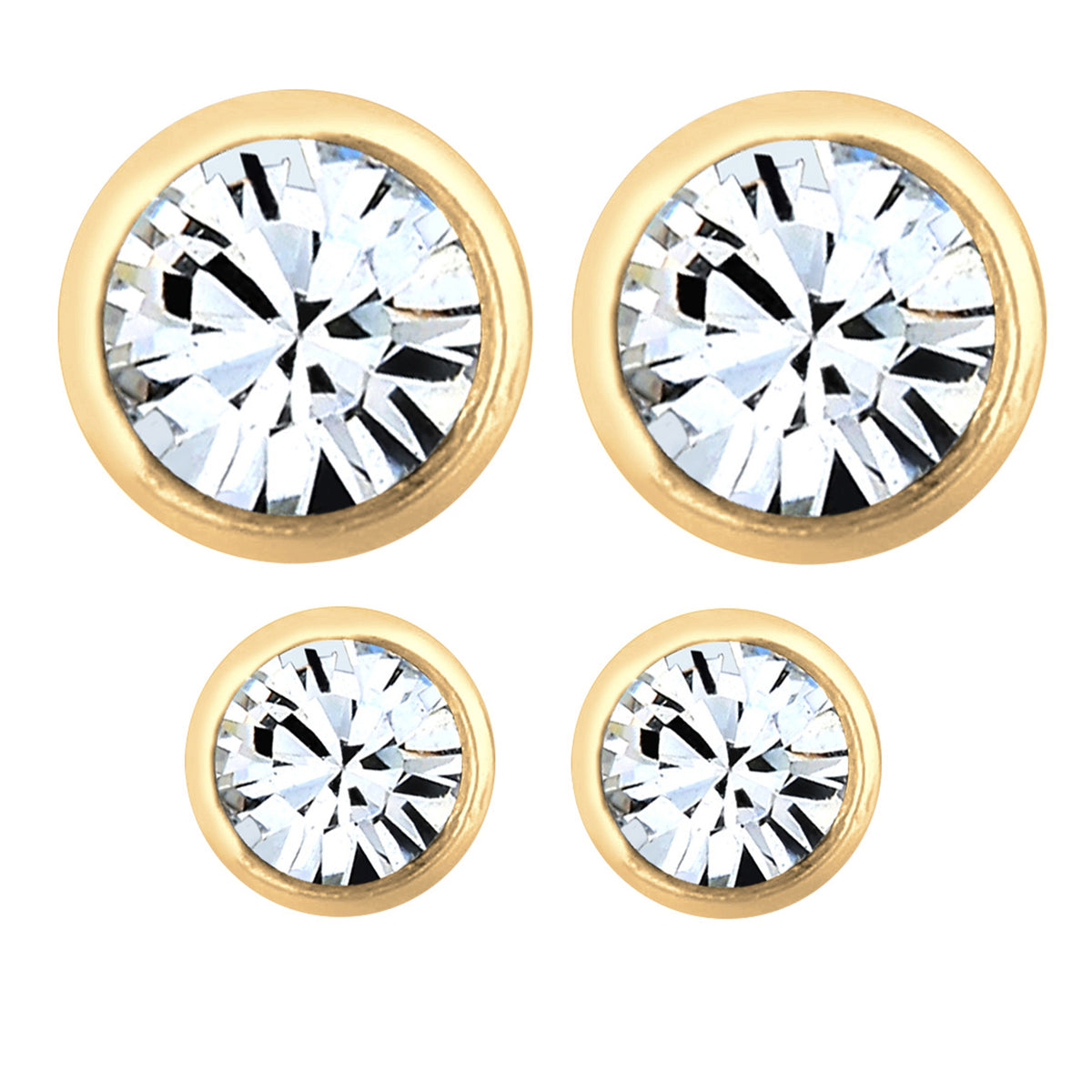 Weiß - Elli | Ohrringset Basic | Mit Kristallen von Swarovski® (Weiß) | 925 Sterling Silber Vergoldet