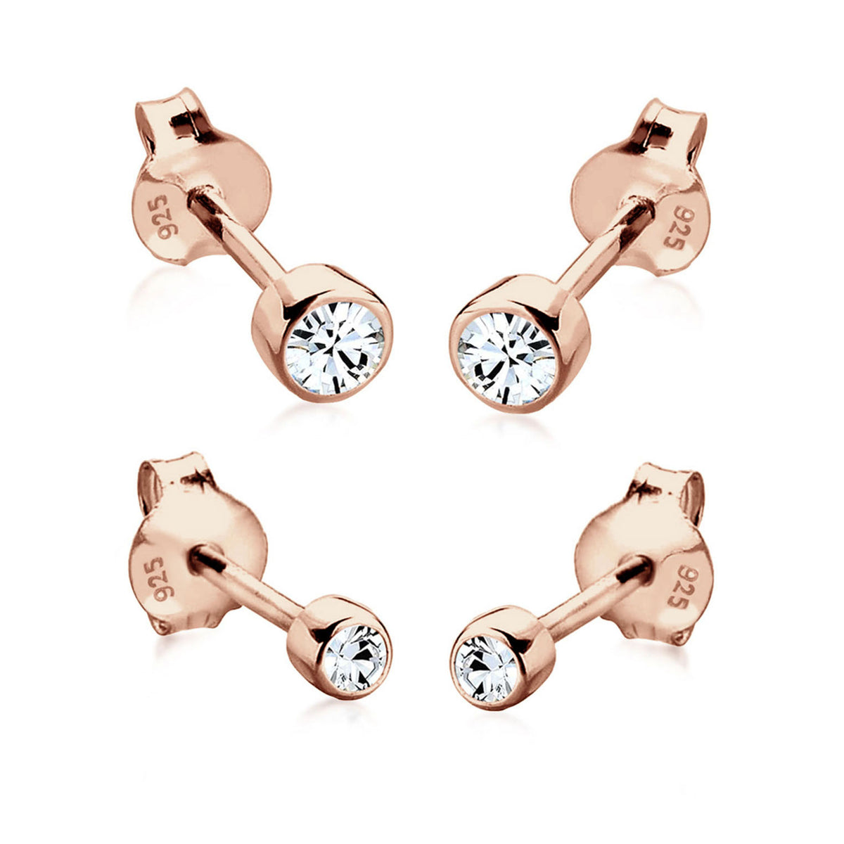 Roségold - Elli | Ohrringset | Mit Kristallen von Swarovski® (Weiß) | 925 Sterling Silber Rosévergoldet