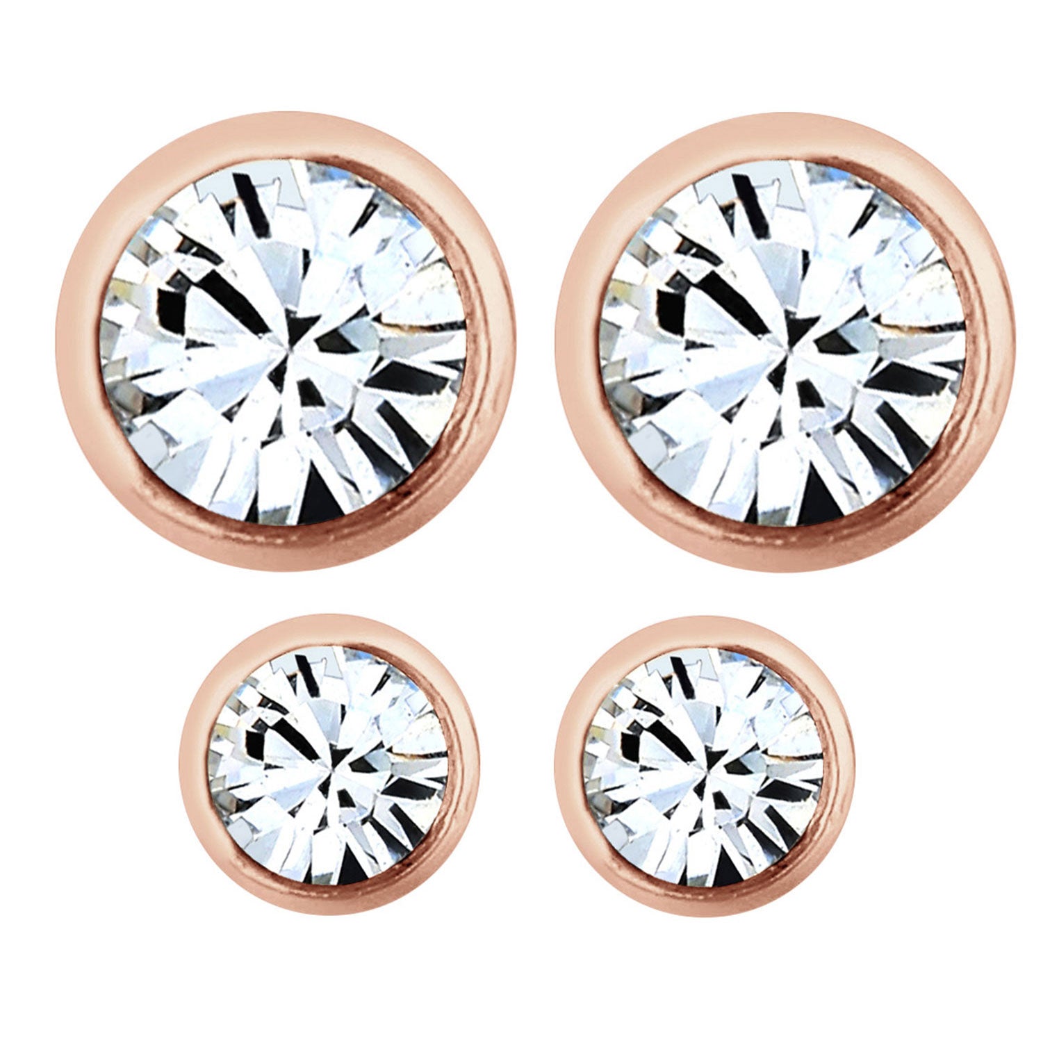 Roségold - Elli | Ohrringset | Mit Kristallen von Swarovski® (Weiß) | 925 Sterling Silber Rosévergoldet