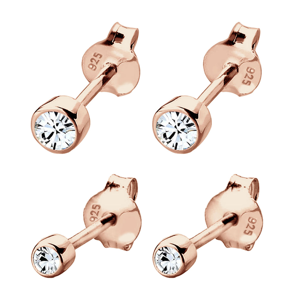 Roségold - Elli | Ohrringset | Mit Kristallen von Swarovski® (Weiß) | 925 Sterling Silber Rosévergoldet