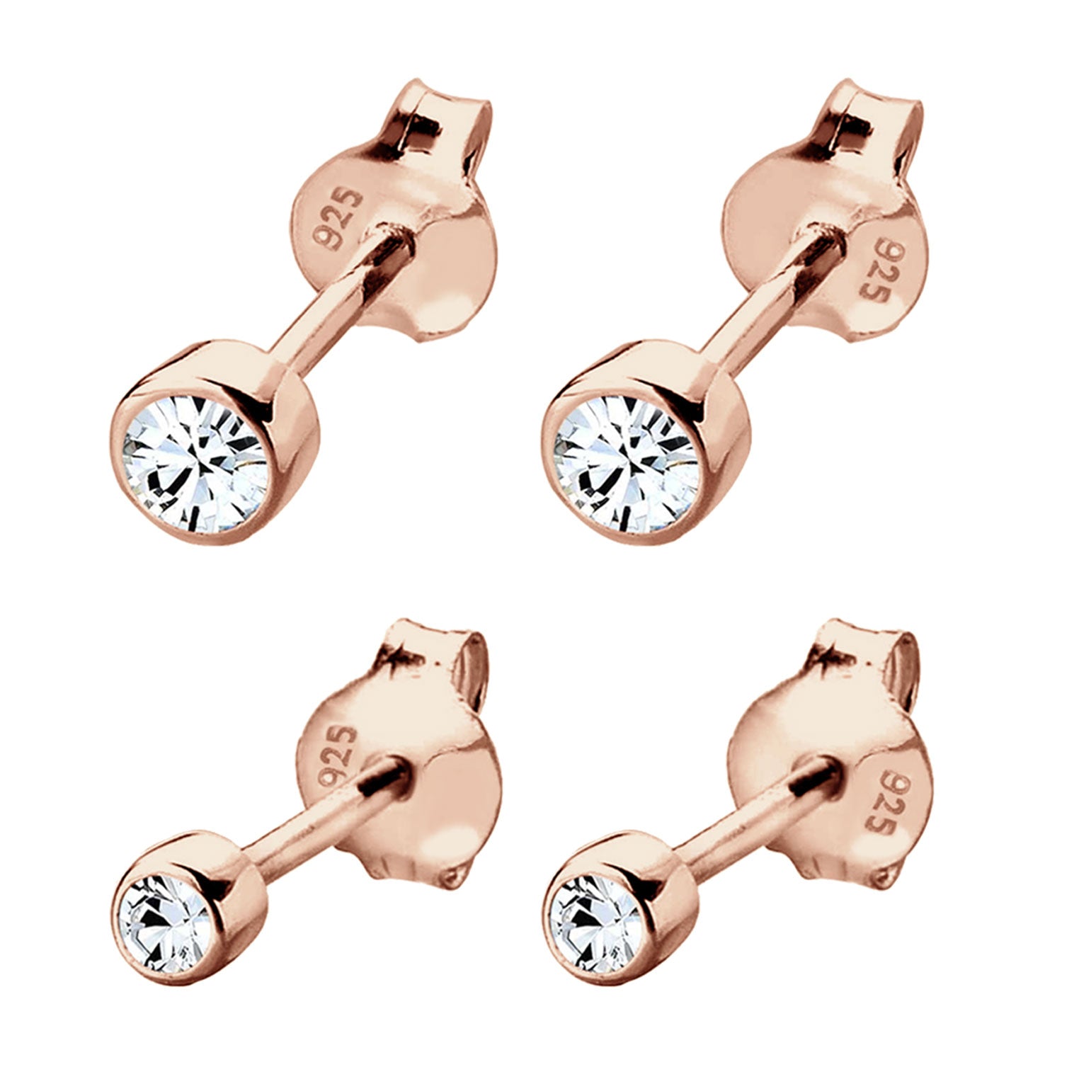 Roségold - Elli | Ohrringset | Mit Kristallen von Swarovski® (Weiß) | 925 Sterling Silber Rosévergoldet