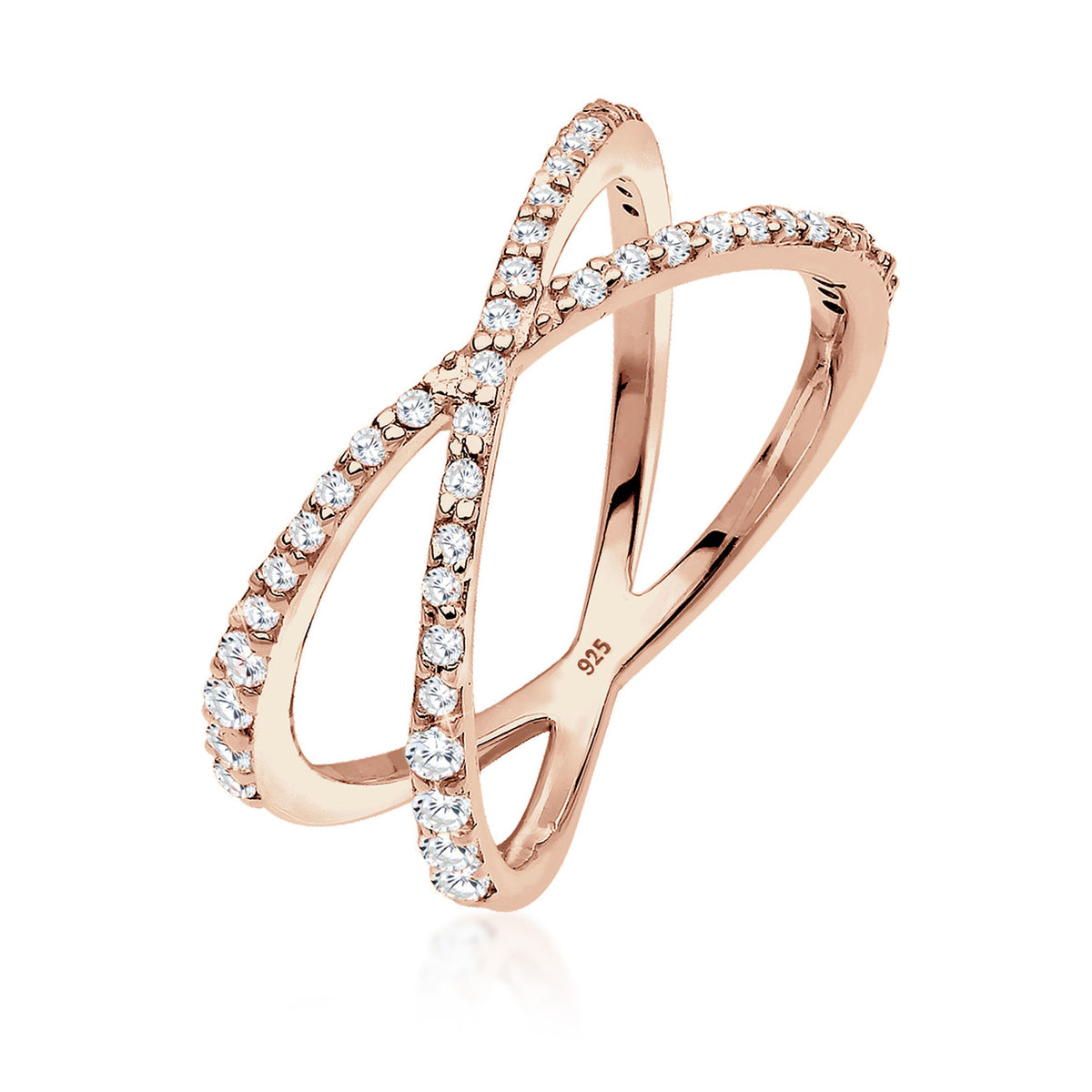 Roségold - Elli | Ring Kreuz | Zirkonia ( Weiß ) | 925 Sterling Silber Rosegold