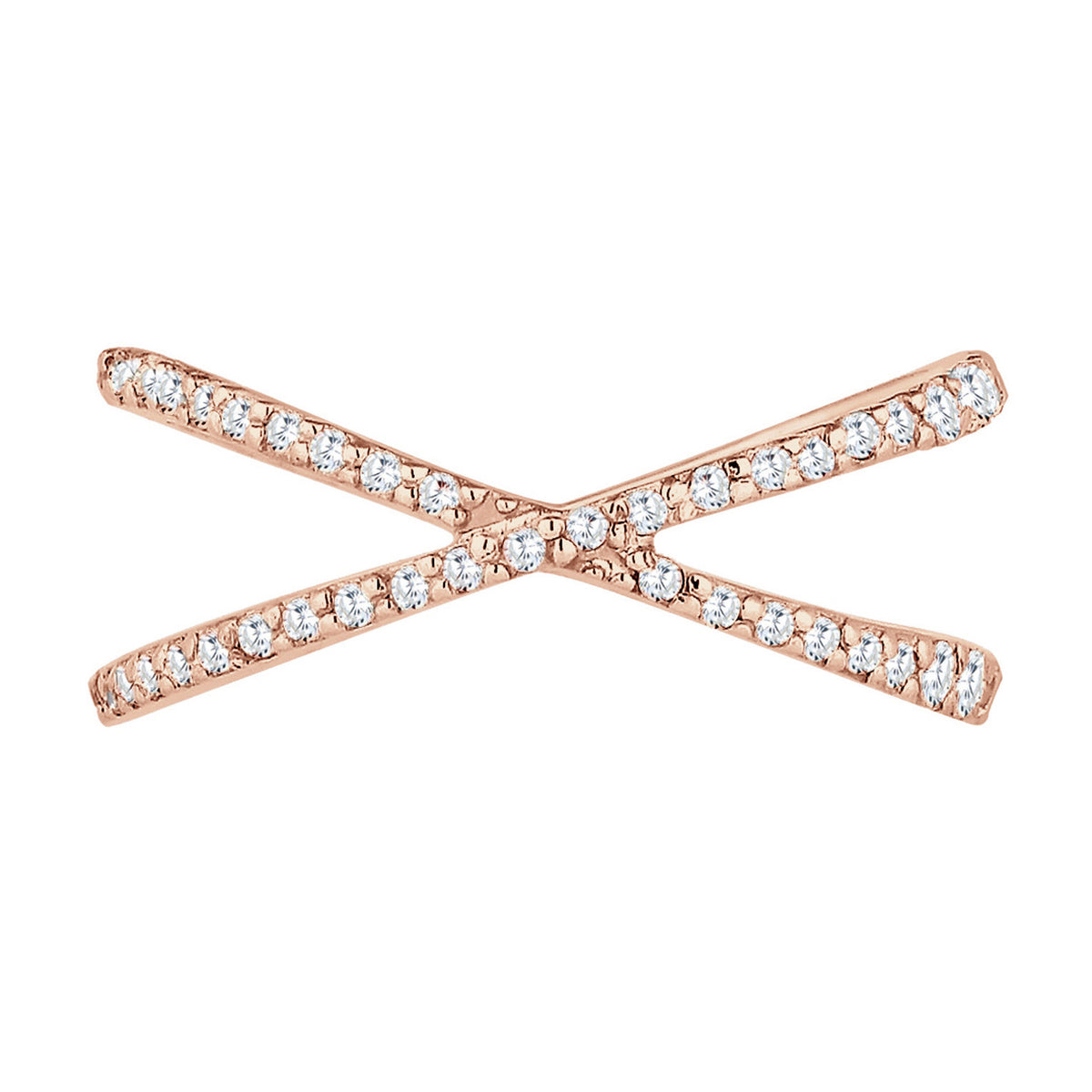 Roségold - Elli | Ring Kreuz | Zirkonia ( Weiß ) | 925 Sterling Silber Rosegold