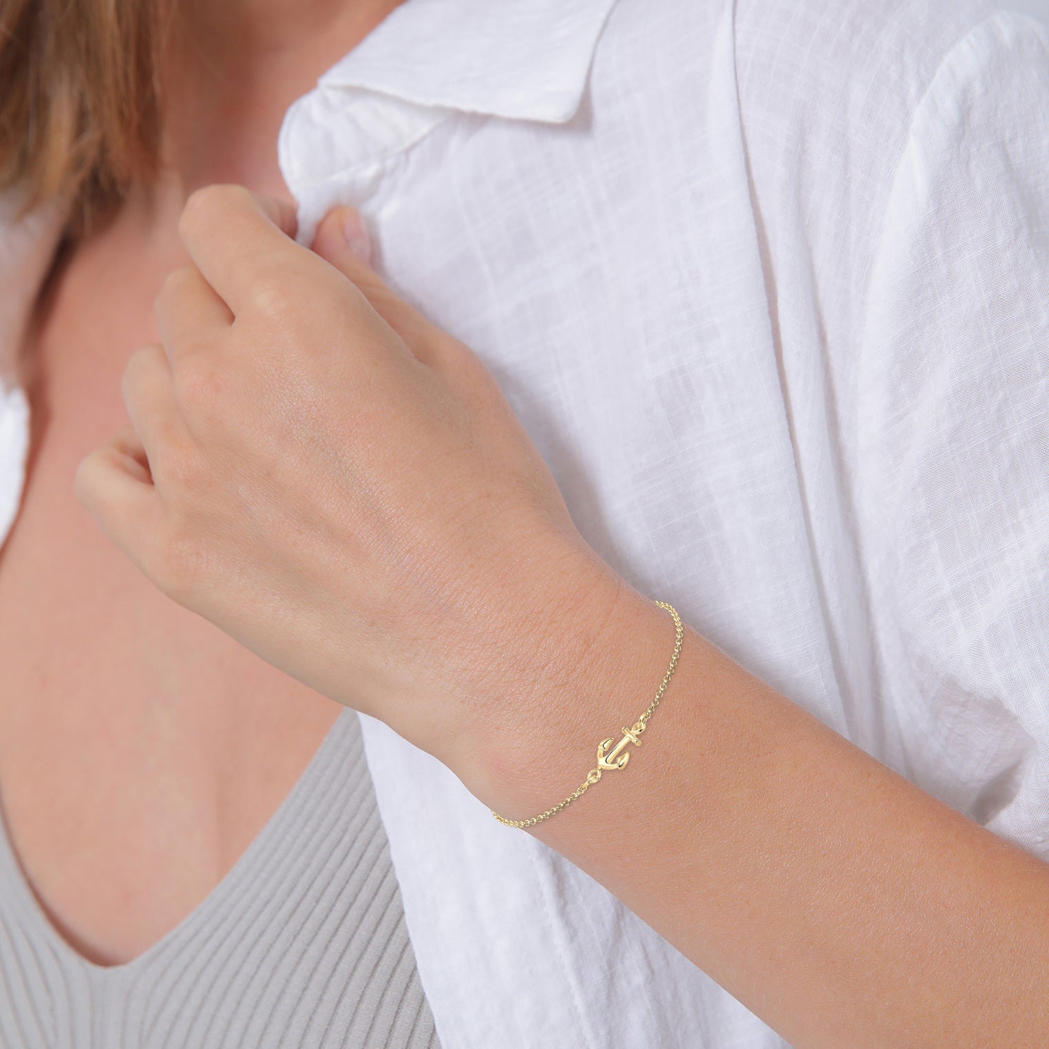 Gold - Elli | Armband Anker | 925 Sterling Silber vergoldet