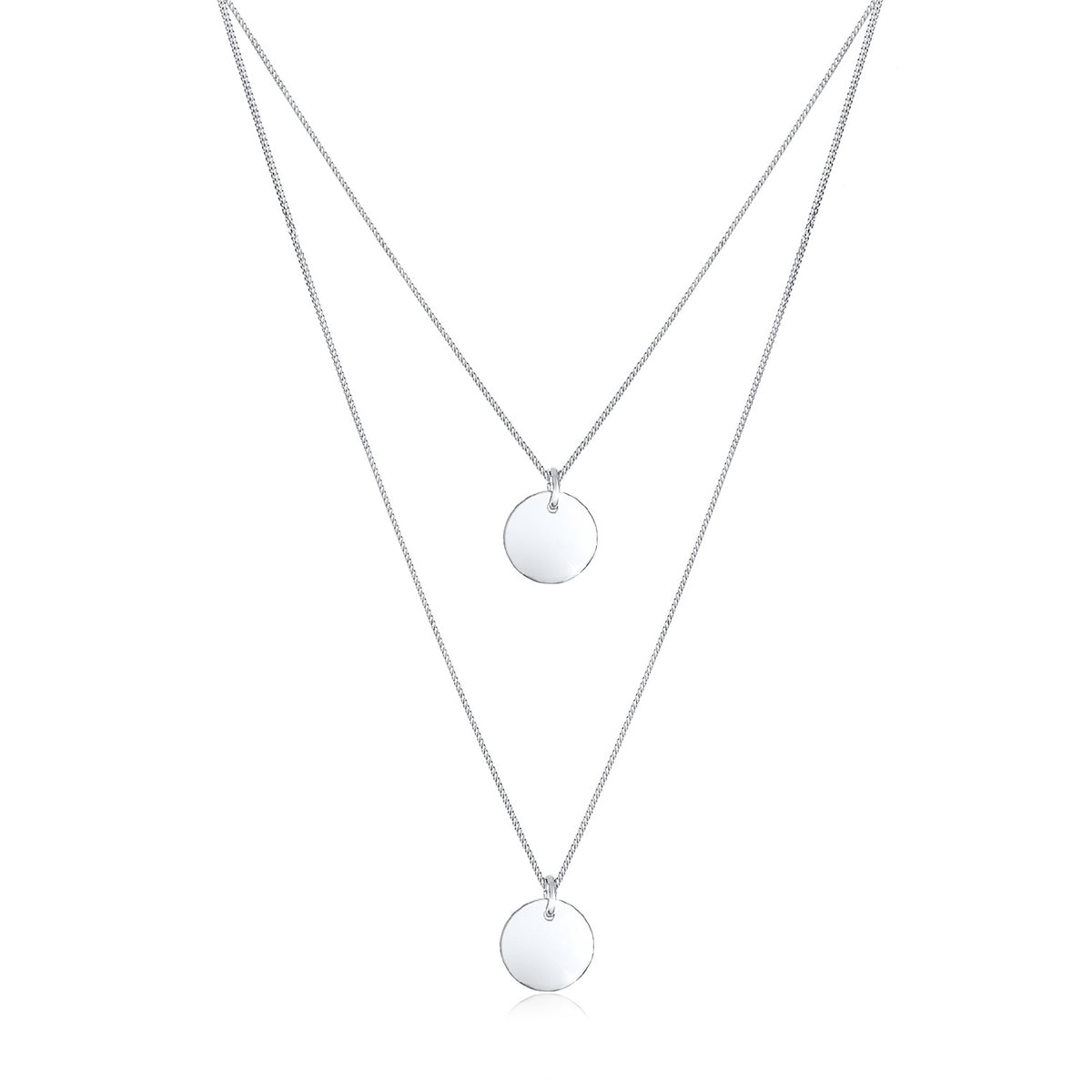 Silber - Elli | Layer-Halskette Geo Plättchen | 925er Sterling Silber