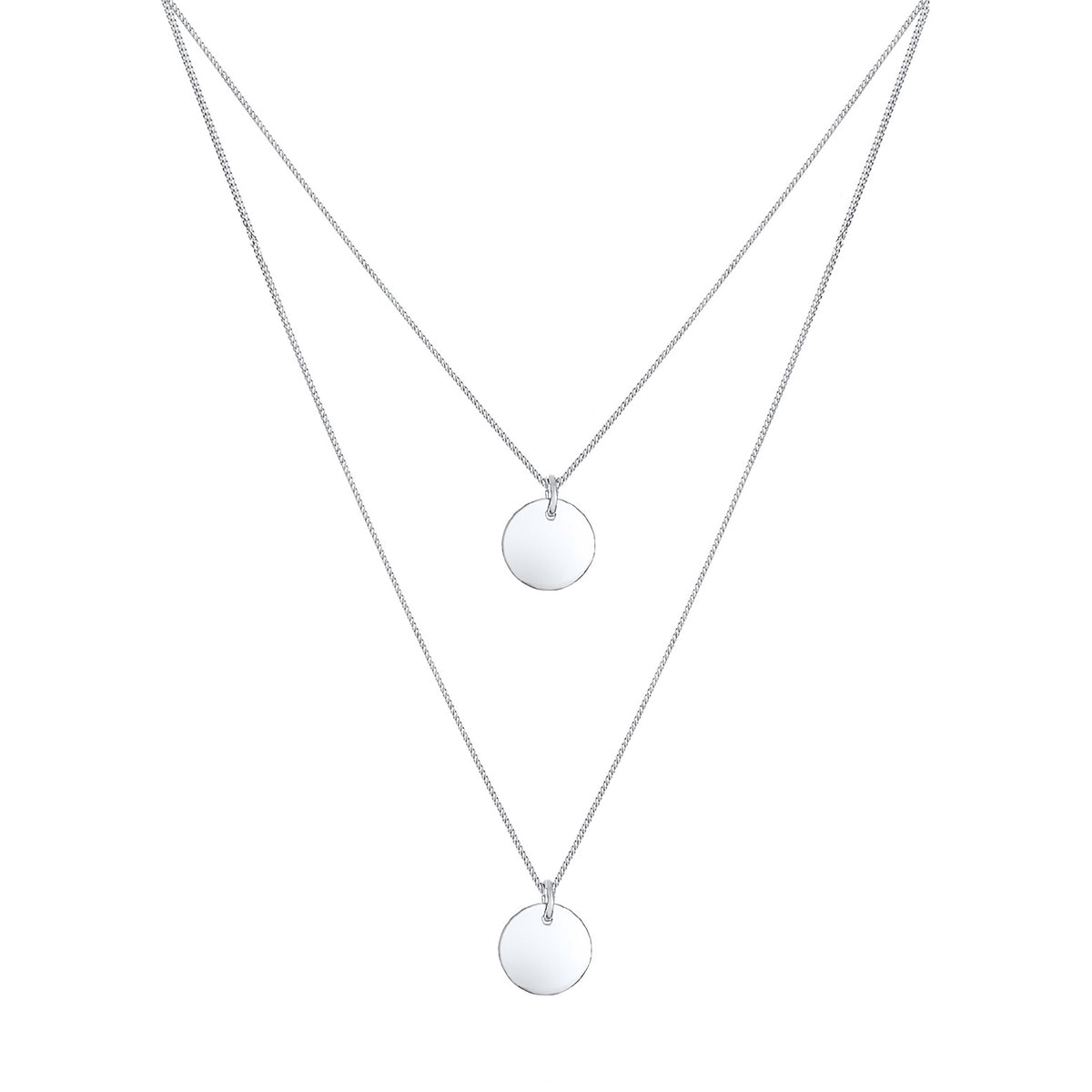 Silber - Elli | Layer-Halskette Geo Plättchen | 925er Sterling Silber