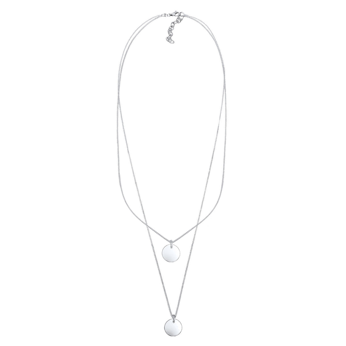 Silber - Elli | Layer-Halskette Geo Plättchen | 925er Sterling Silber