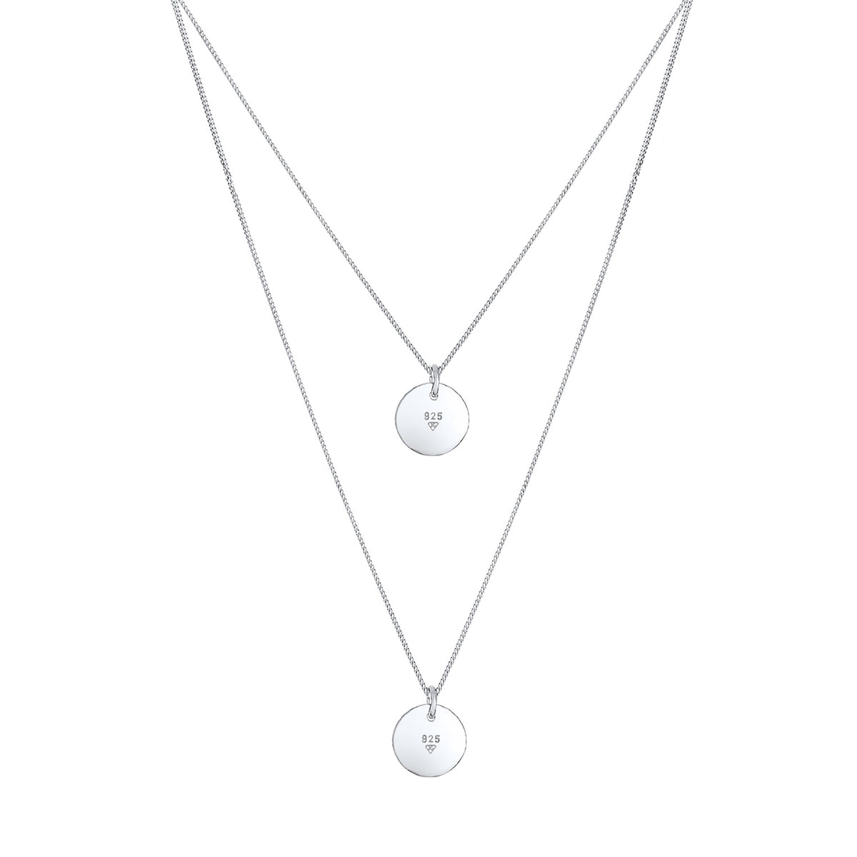 Silber - Elli | Layer-Halskette Geo Plättchen | 925er Sterling Silber