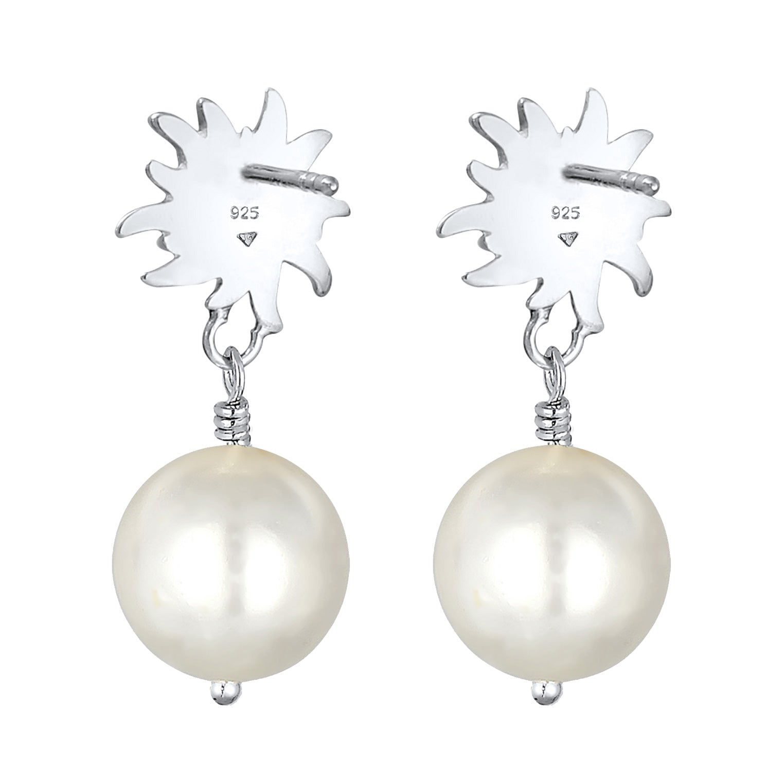 Silber - Elli | Ohrhänger Edelweiss | Perle | 925er Sterling Silber