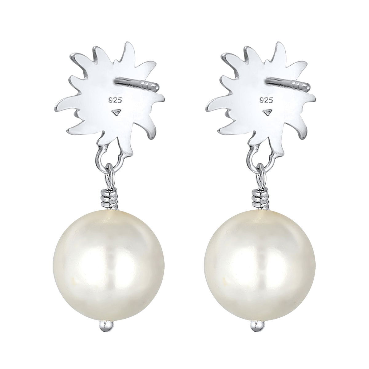 Silber - Elli | Ohrhänger Edelweiss | Perle | 925er Sterling Silber