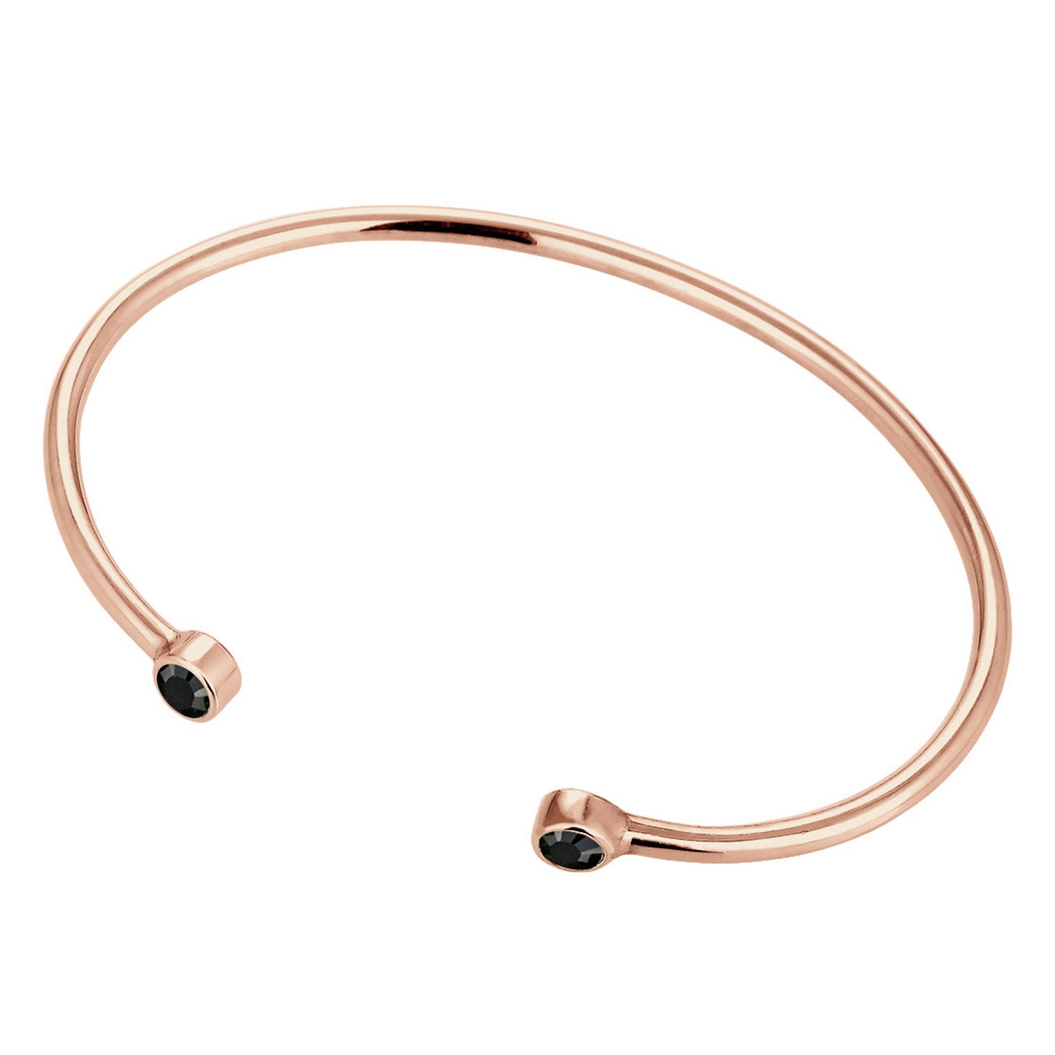 Schwarz - Elli | Armreif | Kristall ( Schwarz ) | 925 Sterling Silber Rosegold