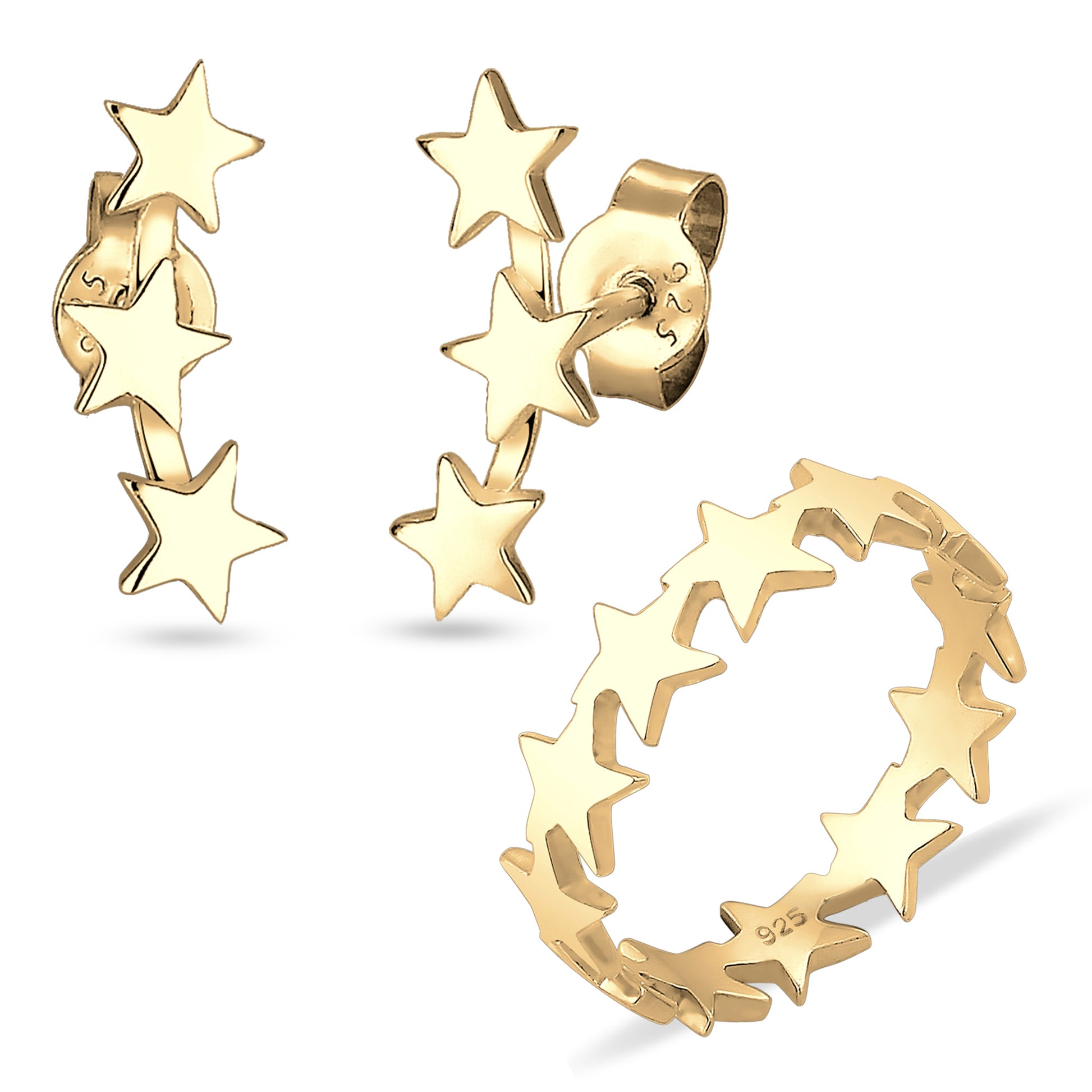Eterna Star Ohrstecker & Ring Schmuck Set
