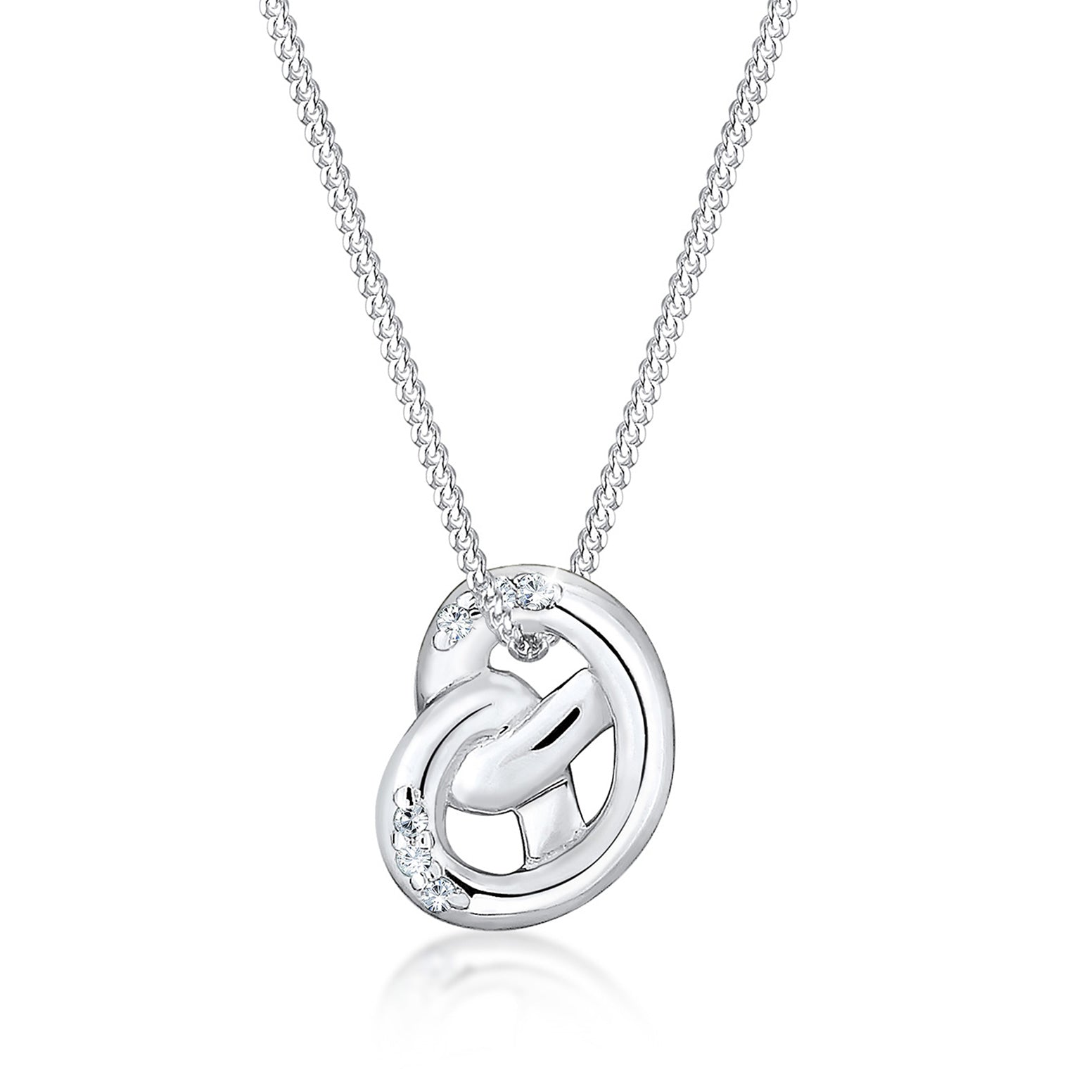 Silber - Elli | Halskette Brezel | Mit Kristallen von Swarovski® (Weiß) | 925er Sterling Silber