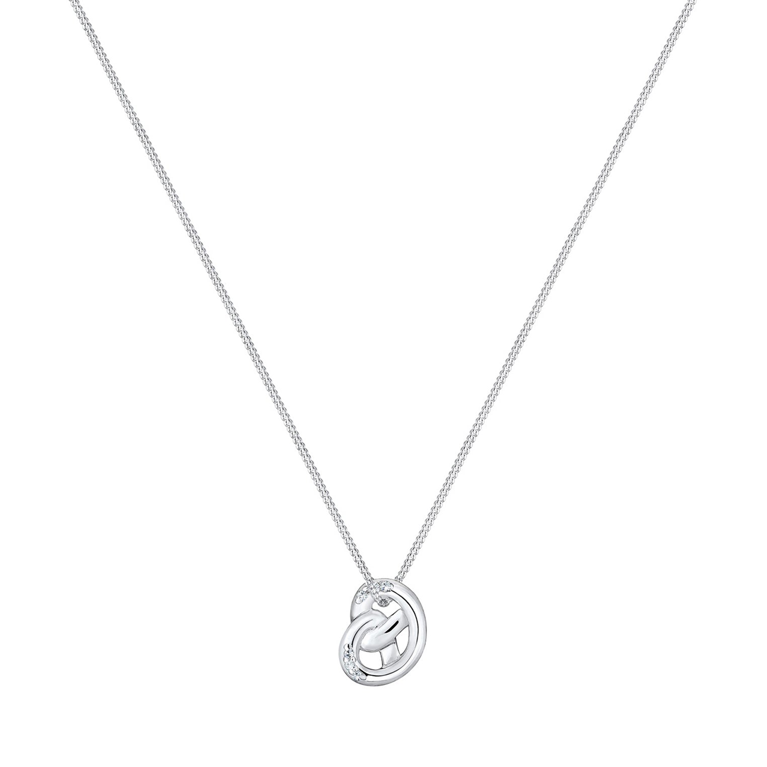 Silber - Elli | Halskette Brezel | Kristall ( Weiß ) | 925er Sterling Silber