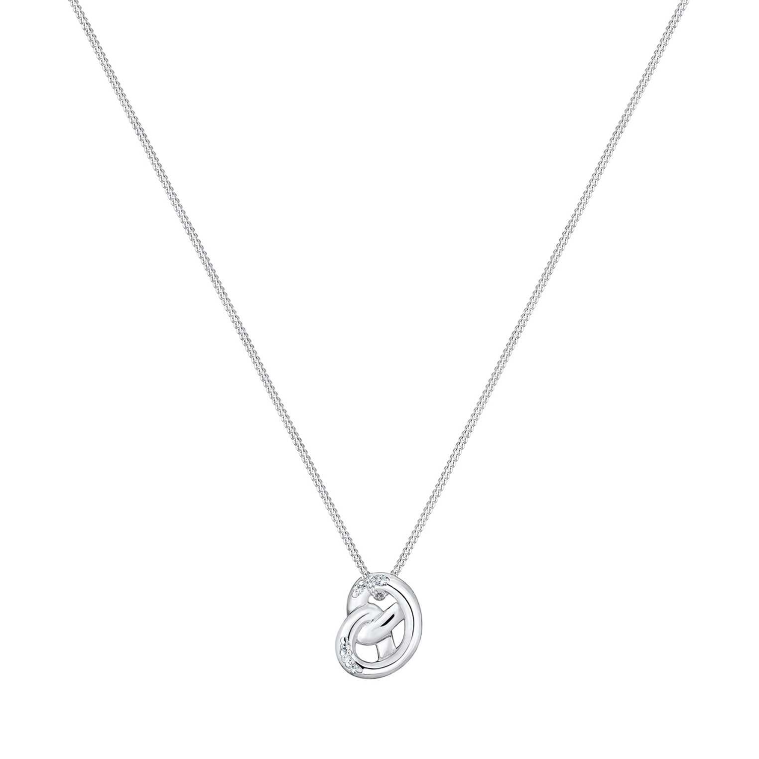 Silber - Elli | Halskette Brezel | Mit Kristallen von Swarovski® (Weiß) | 925er Sterling Silber