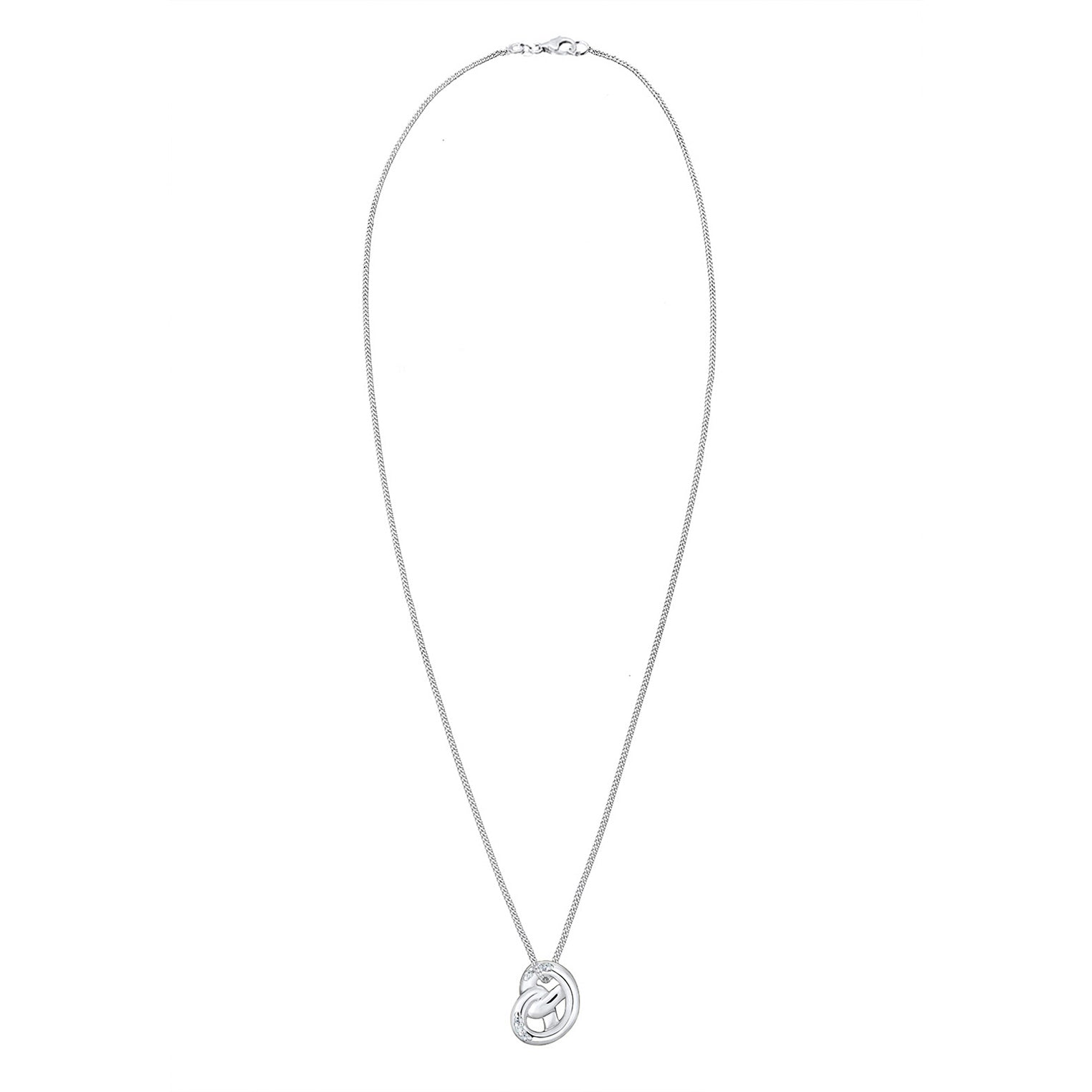 Silber - Elli | Halskette Brezel | Kristall ( Weiß ) | 925er Sterling Silber
