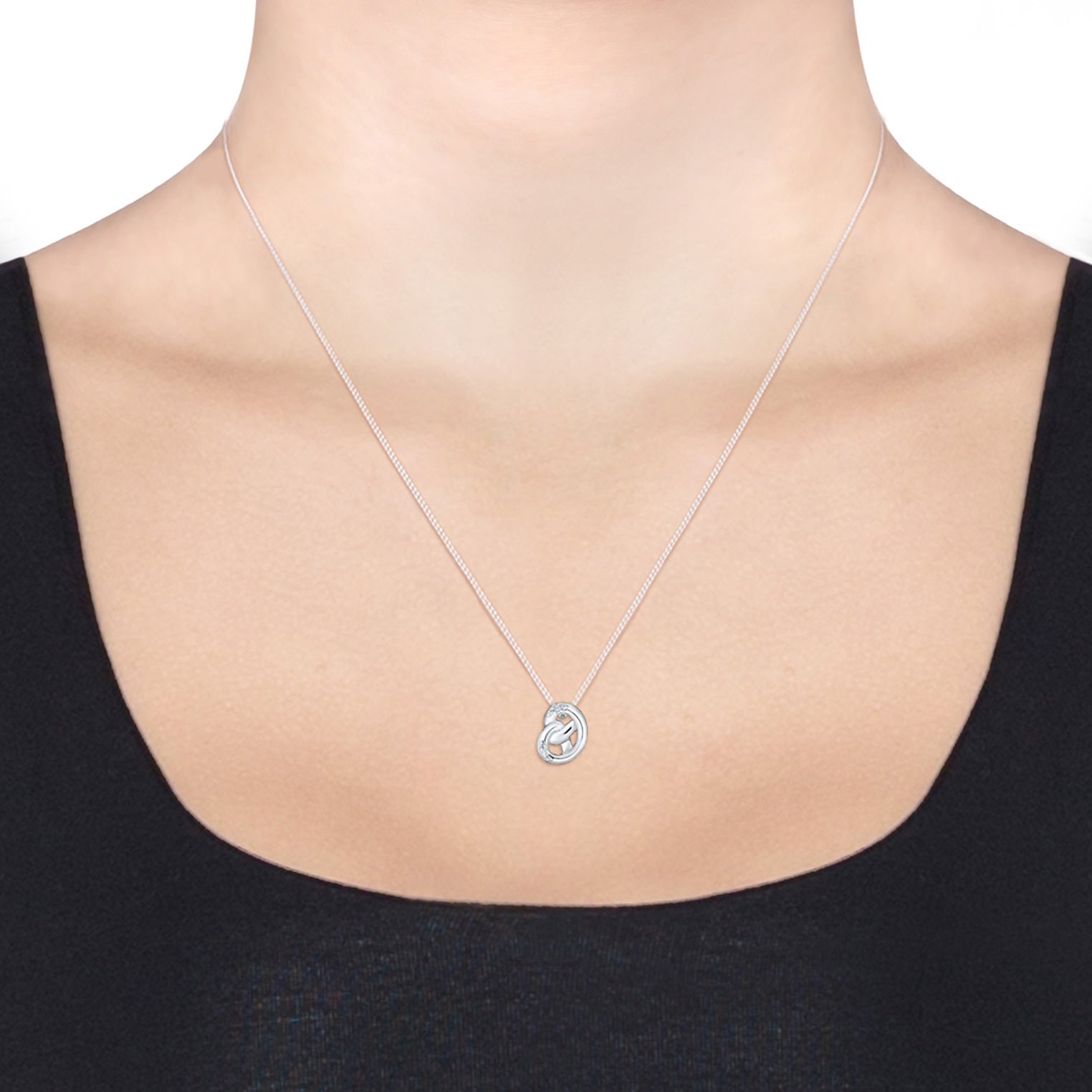 Silber - Elli | Halskette Brezel | Mit Kristallen von Swarovski® (Weiß) | 925er Sterling Silber