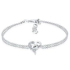 Silber - Elli | Armband Herz | Mit Kristallen von Swarovski® (Weiß) | 925er Sterling Silber