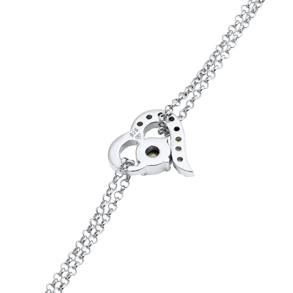 Silber - Elli | Armband Herz | Mit Kristallen von Swarovski® (Weiß) | 925er Sterling Silber
