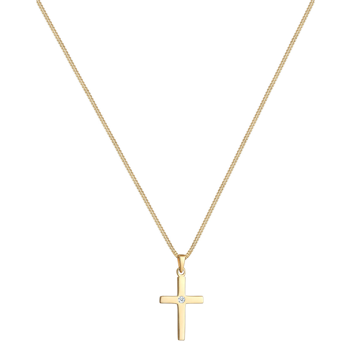 Weiß - Elli DIAMONDS | Halskette Kreuz | Diamant (Weiß, 0,015 ct) | 585 Gelbgold