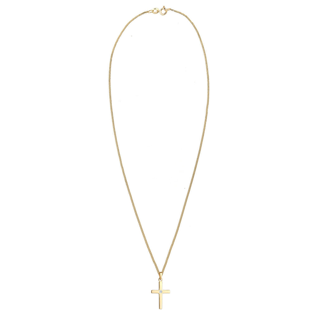 Weiß - Elli DIAMONDS | Halskette Kreuz | Diamant (Weiß, 0,015 ct) | 585 Gelbgold