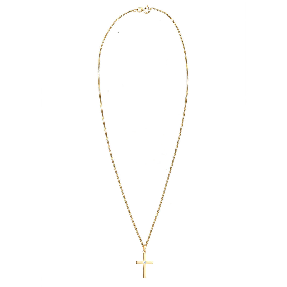 Weiß - Elli DIAMONDS | Halskette Kreuz | Diamant (Weiß, 0,015 ct) | 585 Gelbgold