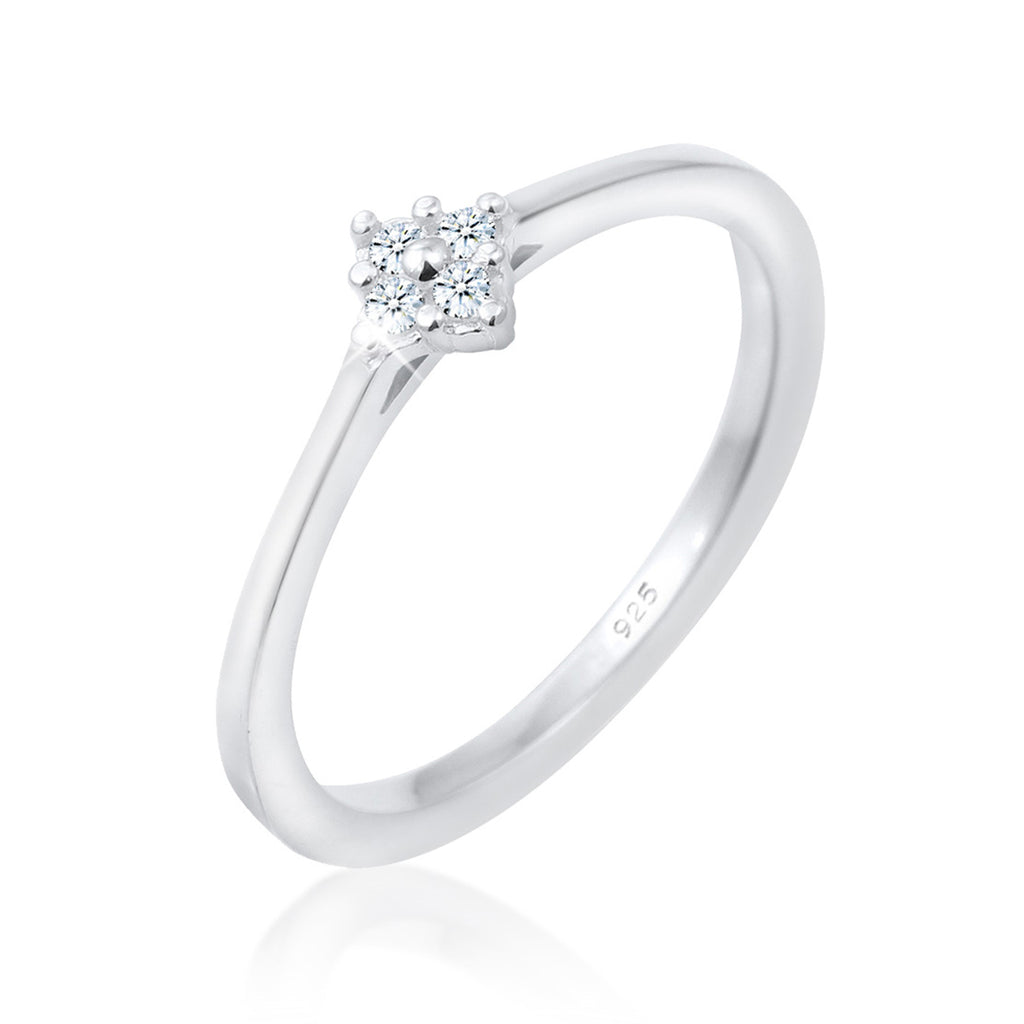 Silber - Elli DIAMONDS | Verlobungsring | Diamant ( Weiß, 0,06 ct ) | 925er Sterling Silber