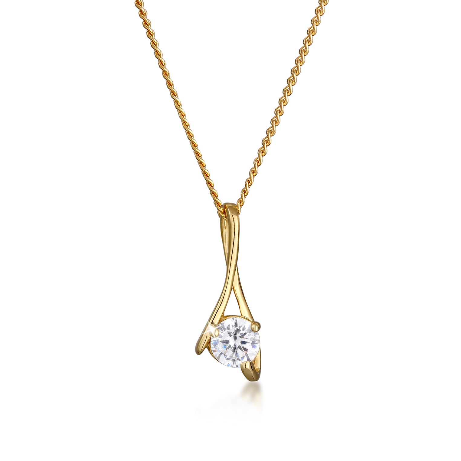 Gold - Elli PREMIUM | Halskette Infinity | Zirkonia ( Weiß ) | 585 Gelbgold