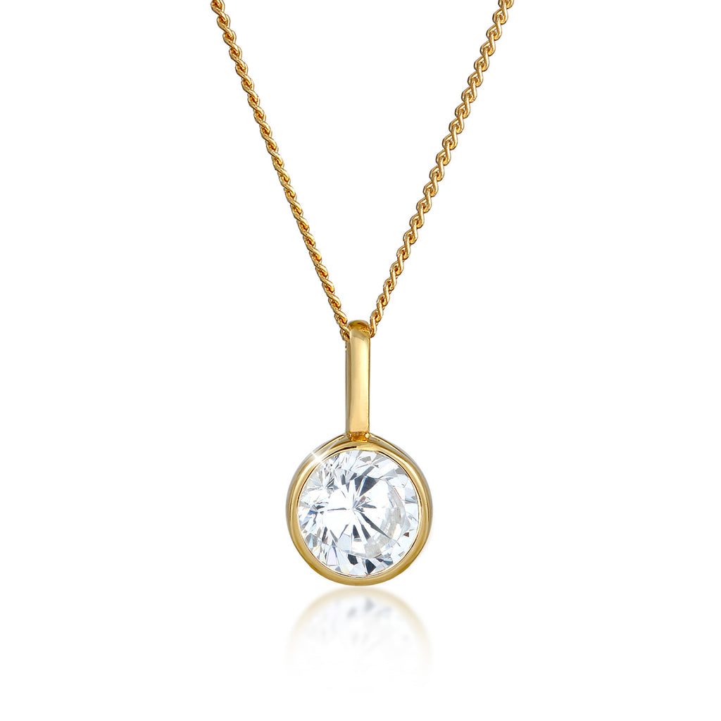 Gold - Elli PREMIUM | Halskette | Zirkonia (Weiß) | 585 Gelbgold