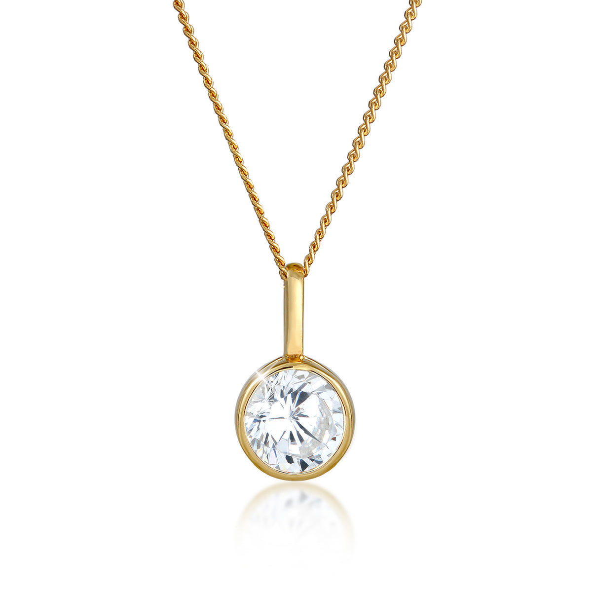 Gold - Elli PREMIUM | Halskette | Zirkonia (Weiß) | 585 Gelbgold