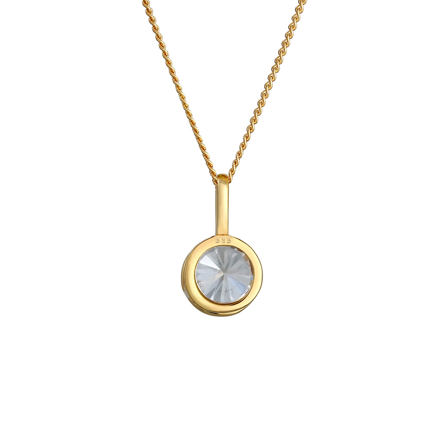 Gold - Elli PREMIUM | Halskette | Zirkonia ( Weiß ) | 585 Gelbgold