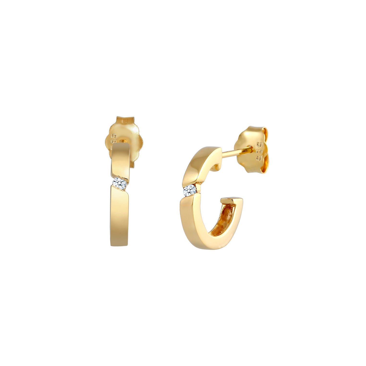 Gold - Elli DIAMONDS | Creole | Diamant ( Weiß, 0,03 ct ) | 585 Gelbgold