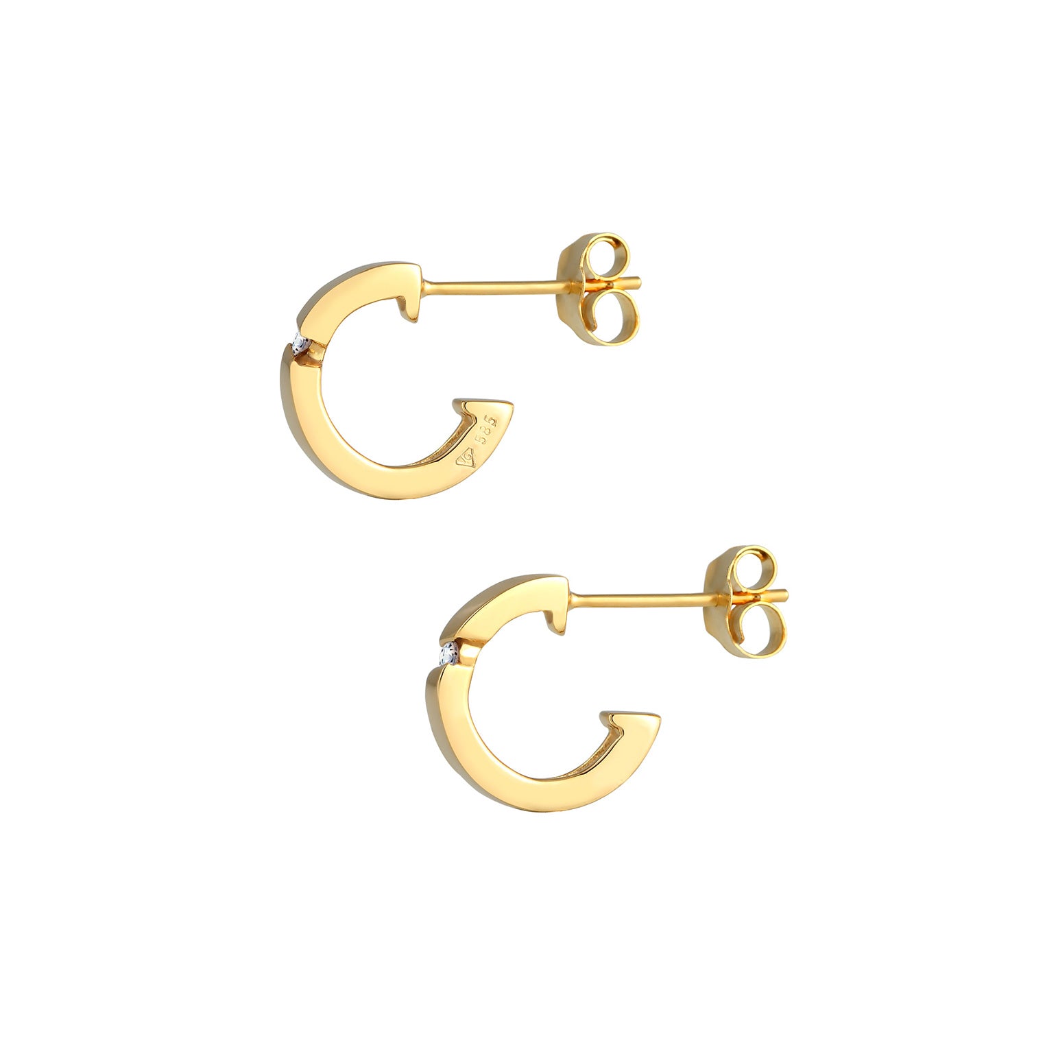 Gold - Elli DIAMONDS | Creole | Diamant ( Weiß, 0,03 ct ) | 585 Gelbgold
