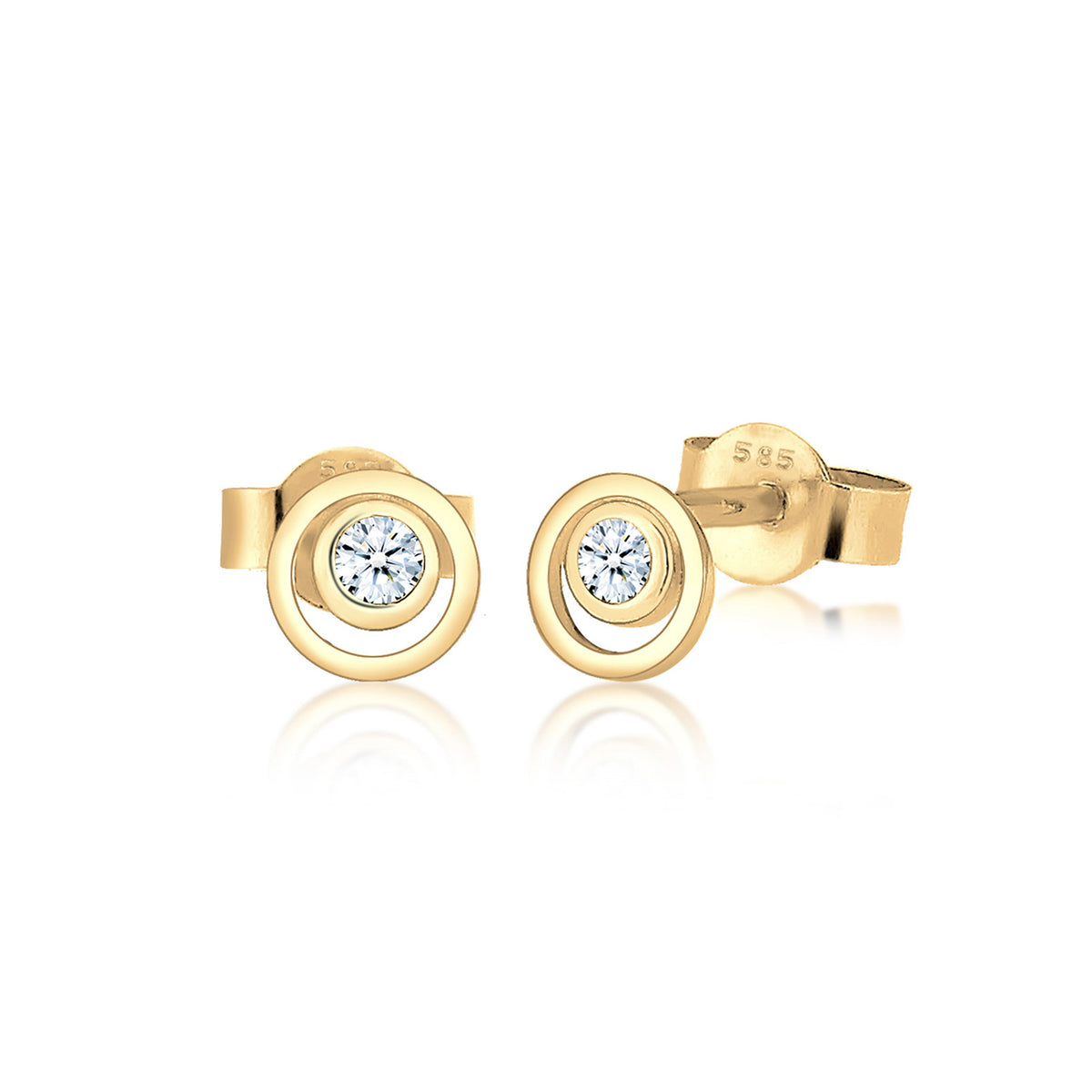 Gold - Elli DIAMONDS | Ohrstecker Kreis | Diamant ( Weiß, 0,06 ct ) | 585 Gelbgold
