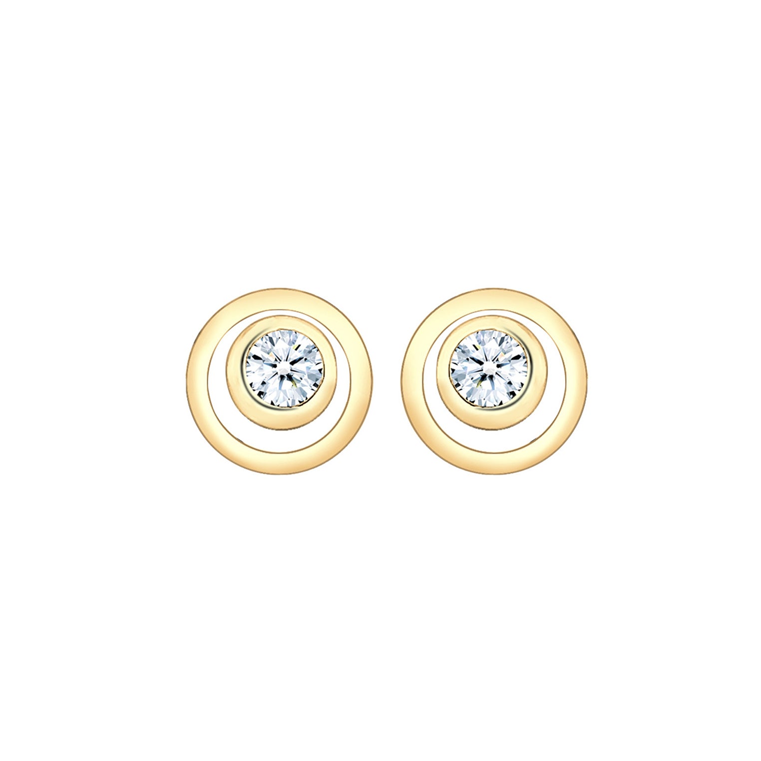 Gold - Elli DIAMONDS | Ohrstecker Kreis | Diamant ( Weiß, 0,06 ct ) | 585 Gelbgold