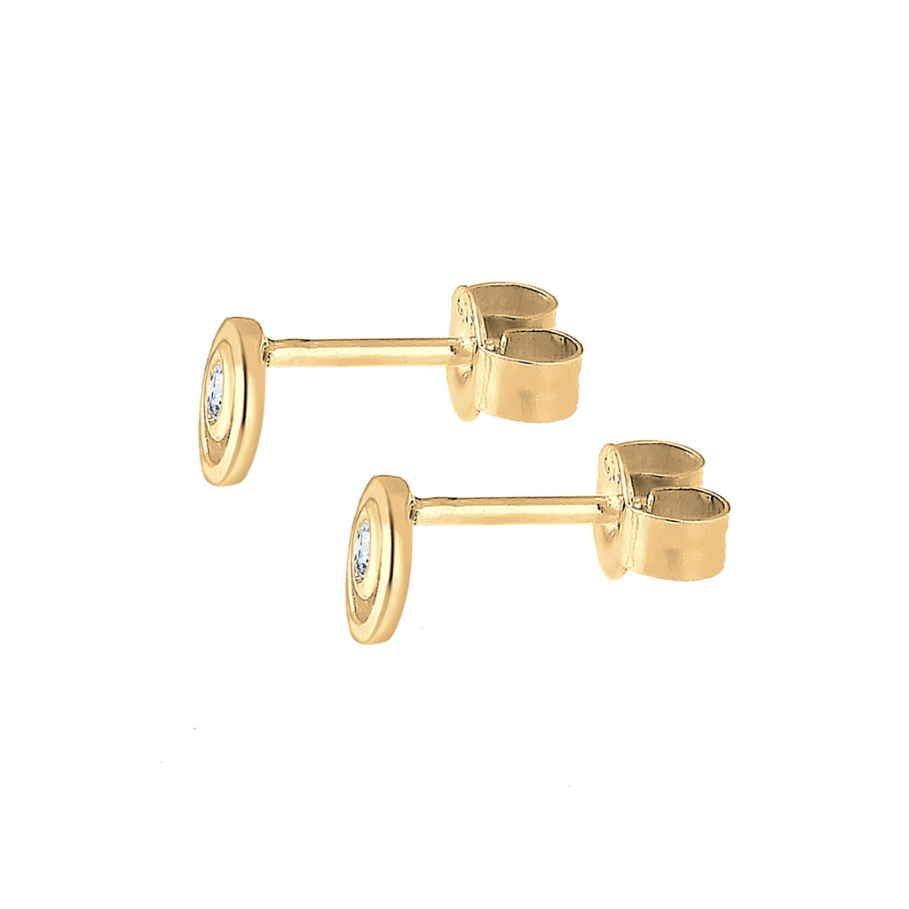 Gold - Elli DIAMONDS | Ohrstecker Kreis | Diamant ( Weiß, 0,06 ct ) | 585 Gelbgold
