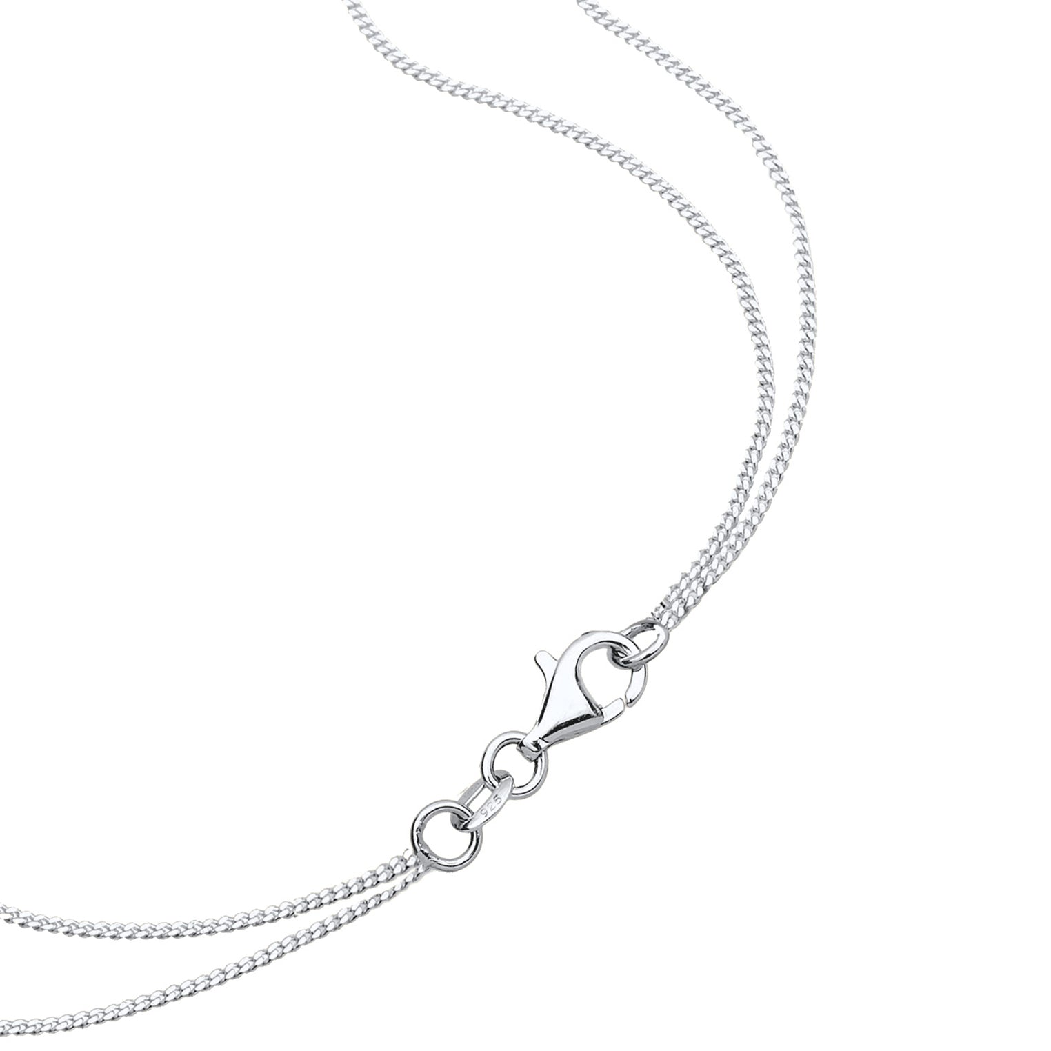 Silber - Elli | Layer-Halskette Feder & Solitär | Kristall (Weiß) | 925er Sterling Silber