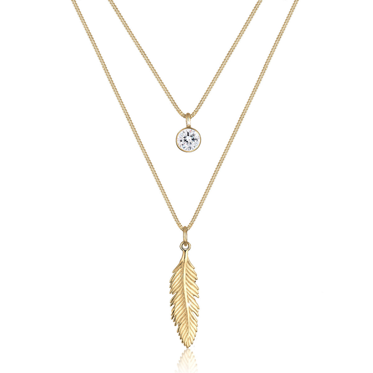 Gold - Elli | Layer-Halskette | Mit Kristallen von Swarovski® (Weiß) | 925 Sterling Silber vergoldet