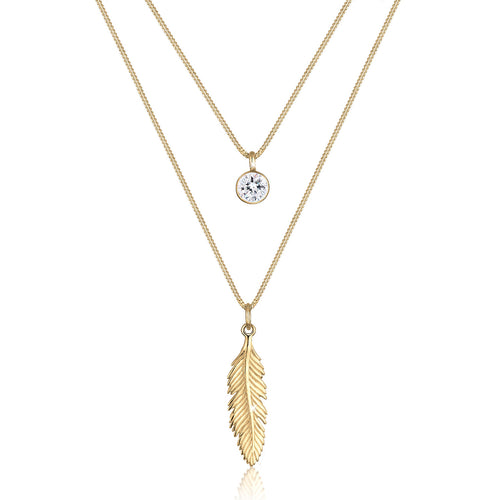Gold - Elli | Layer-Halskette | Mit Kristallen von Swarovski® (Weiß) | 925 Sterling Silber vergoldet
