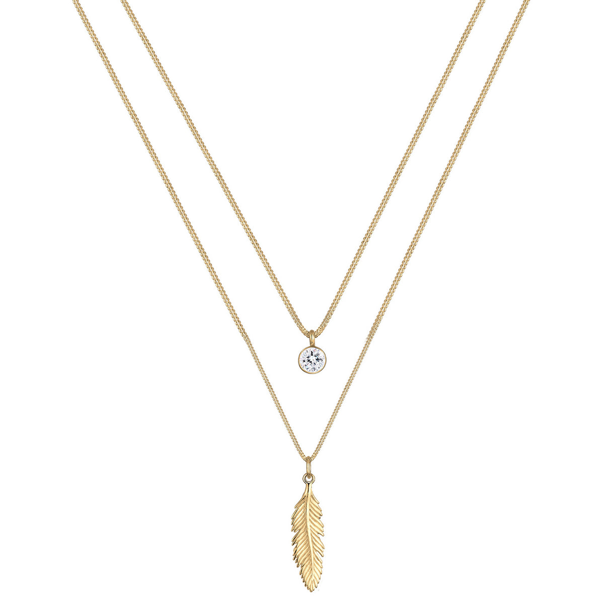 Gold - Elli | Layer-Halskette | Mit Kristallen von Swarovski® (Weiß) | 925 Sterling Silber vergoldet