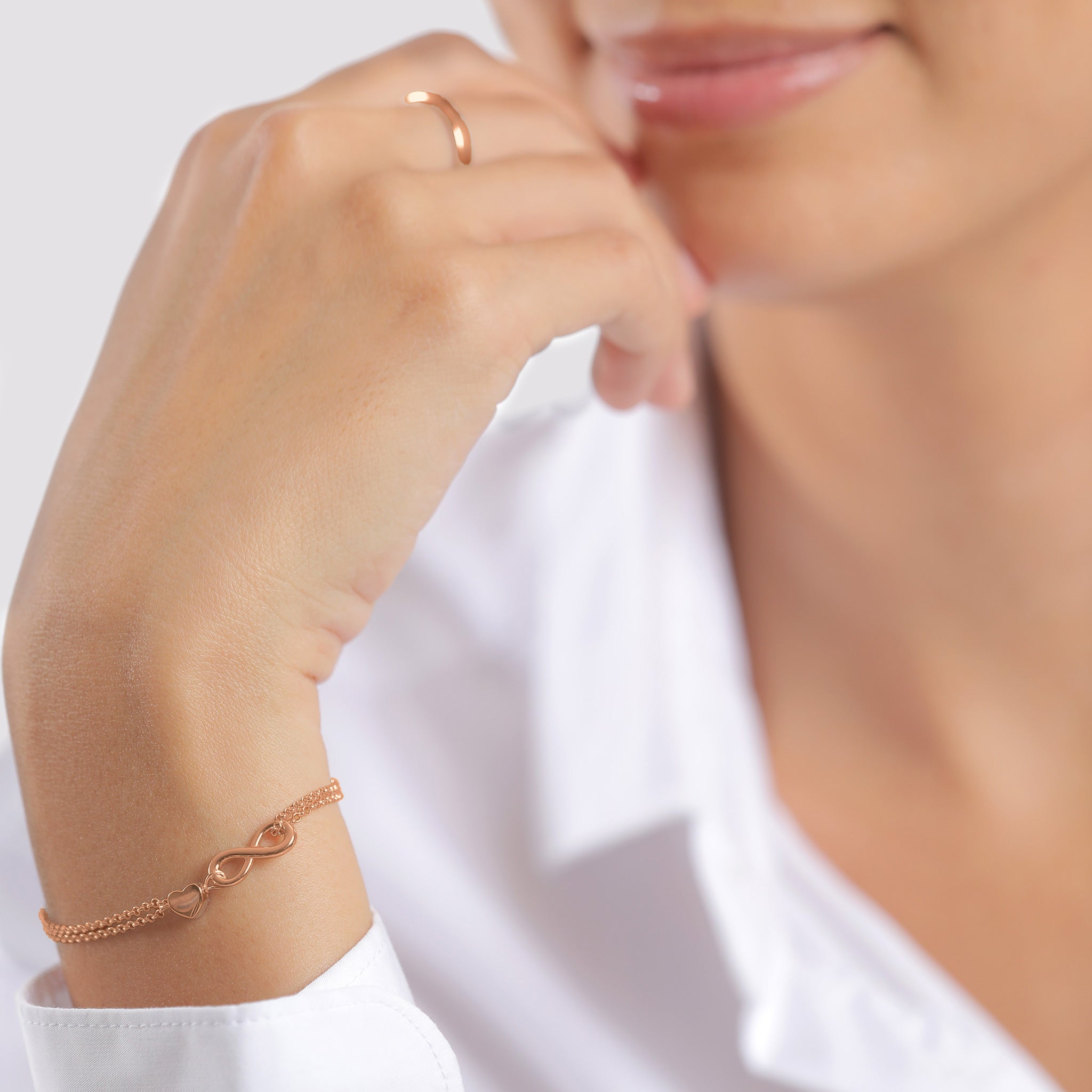 Roségold - Elli | Armband Herz | 925 Sterling Silber Rosegold