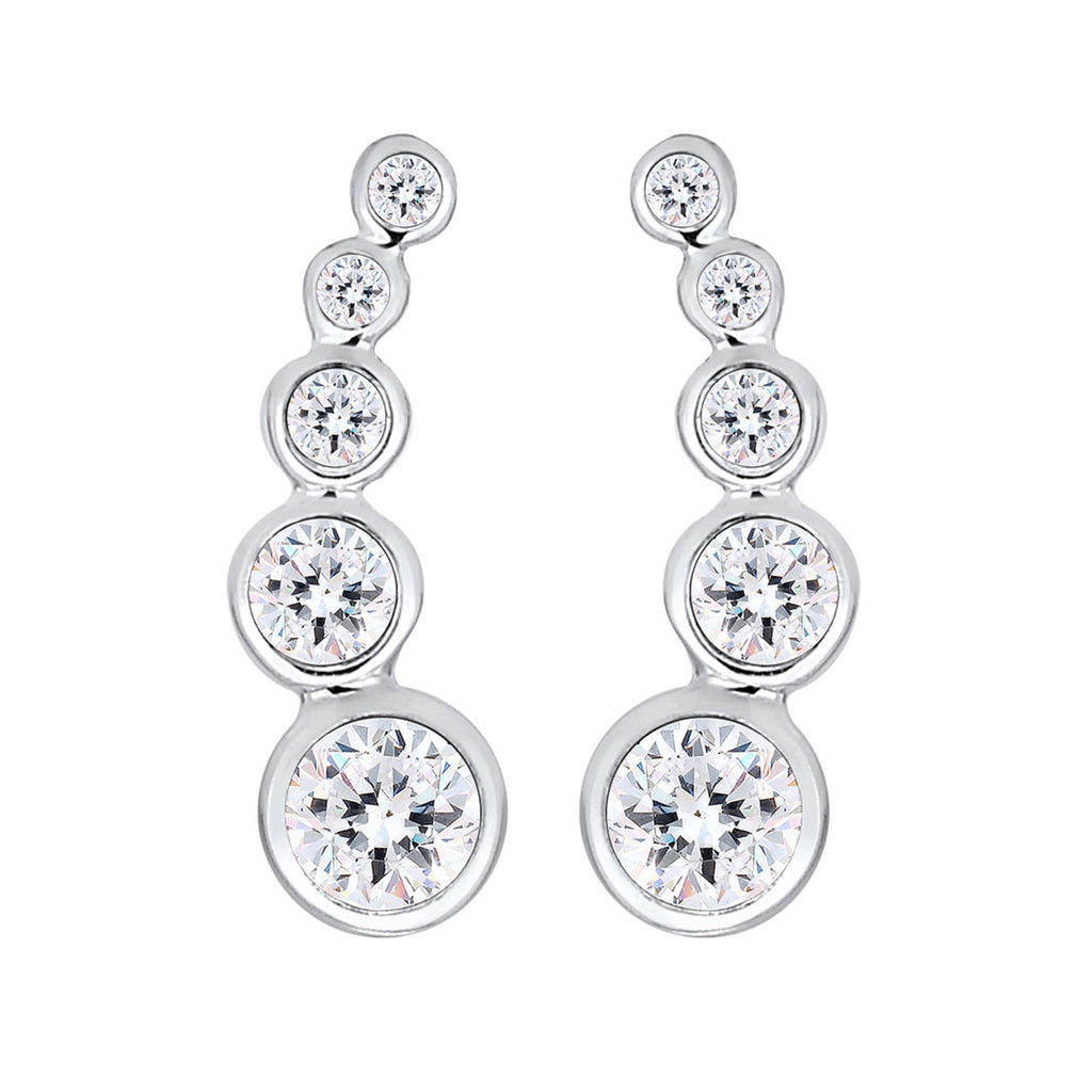 Silber - Elli | Ear Climber | Mit Kristallen von Swarovski® (Weiß) | 925er Sterling Silber