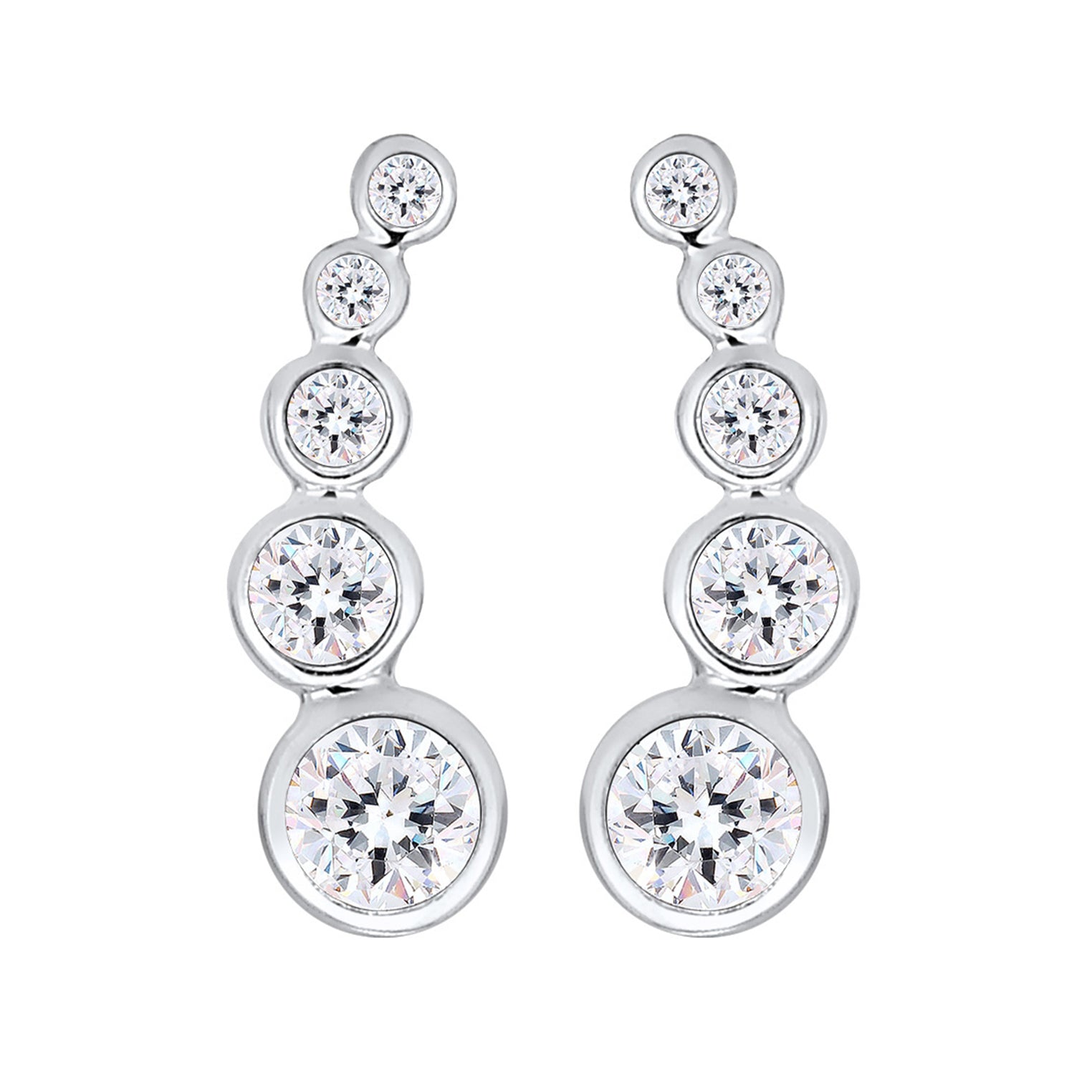 Silber - Elli | Ear Climber | Mit Kristallen von Swarovski® (Weiß) | 925er Sterling Silber